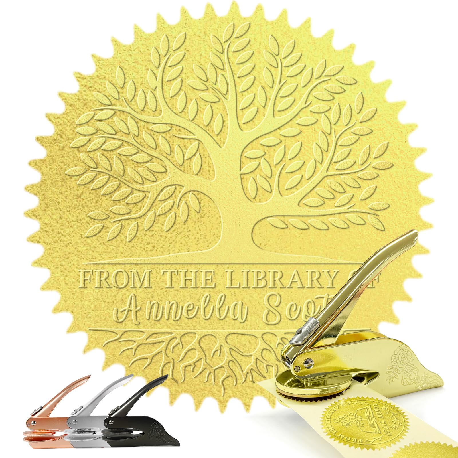 Gridachi Personalised Stamp Custom Library Embosser | Ex Libris | Self-Inking Stamp