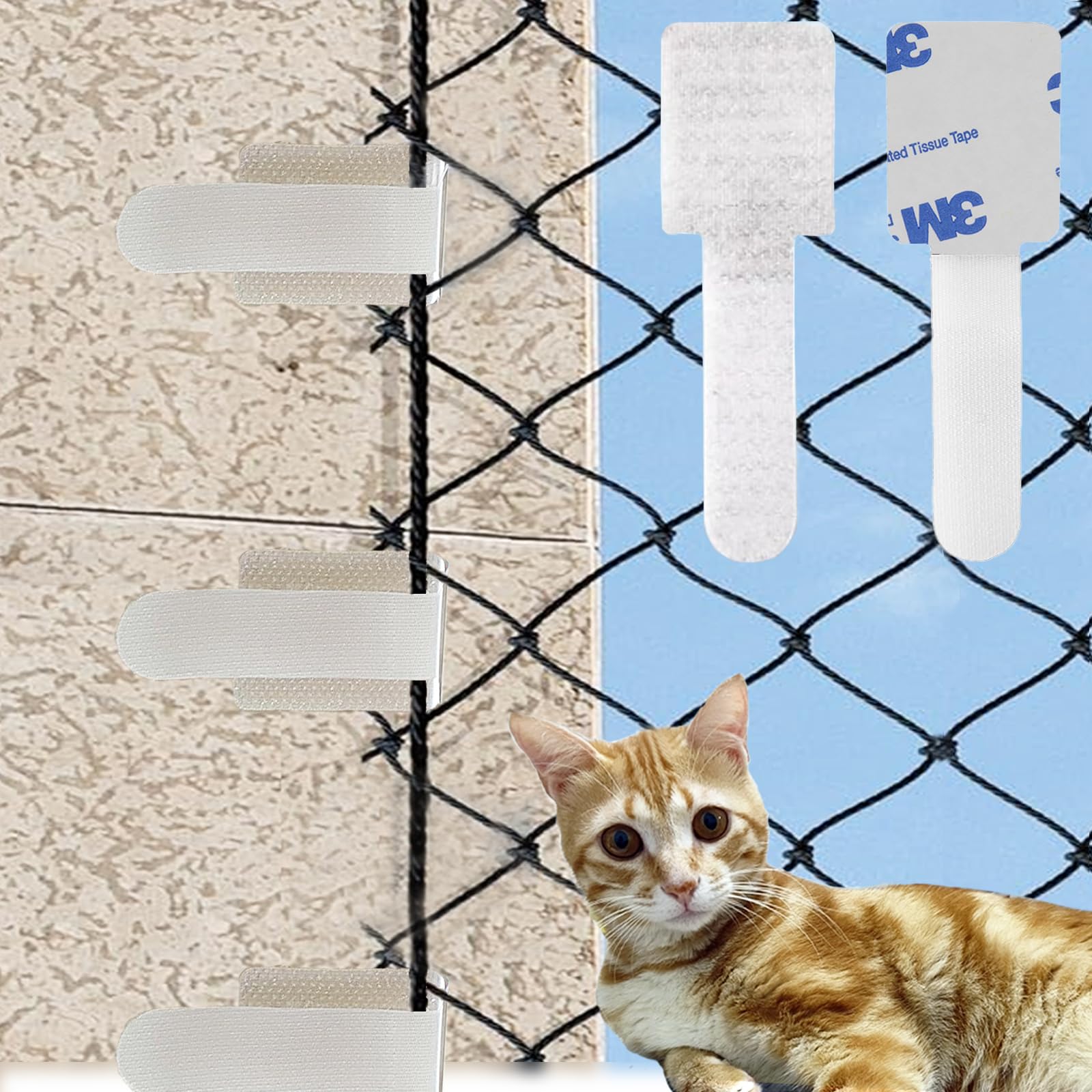 50 stuks kleefhaken met montagelijm, 30 ml, extra sterk, voor kattennet