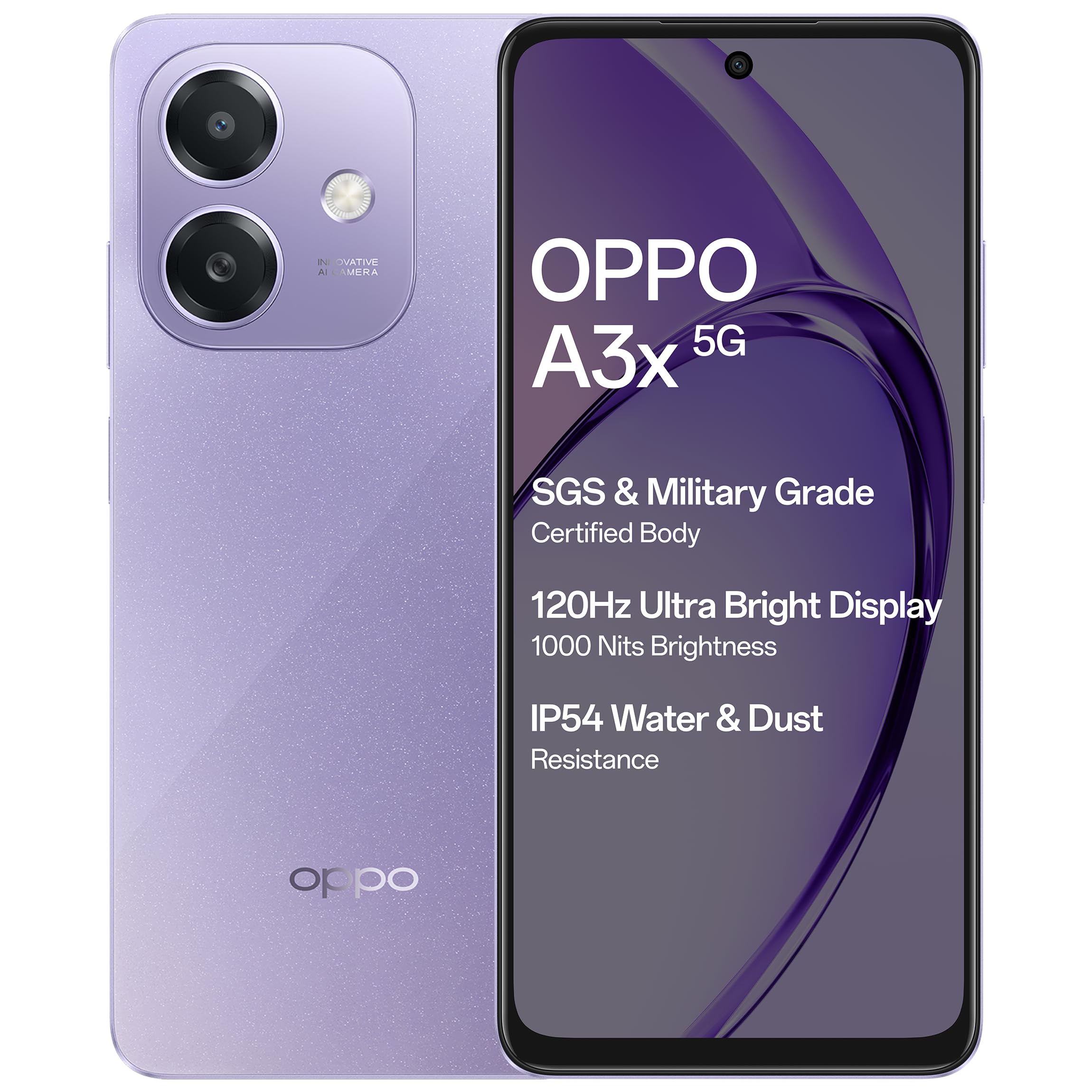 OPPO A3X 5G (Starry Purple, 4GB RAM, 128GB Storage)|6.67” HD+ 