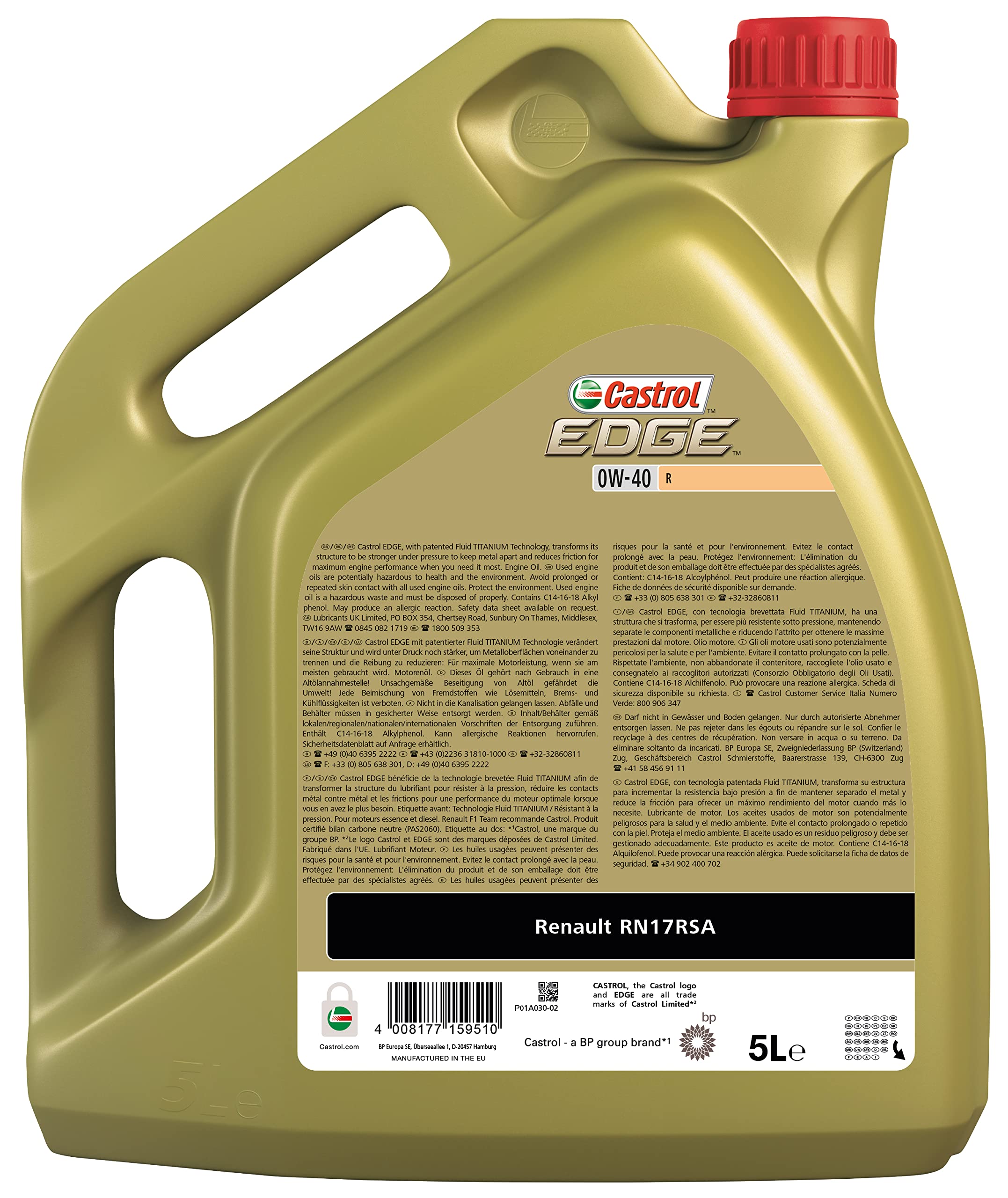 Castrol Aceite de motor EDGE 0W-40 R 5L