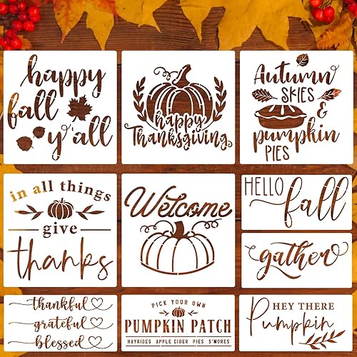 Miniatura 1 de Plantillas grandes de otoño de 12 pulgadas, plantillas de feliz Acción de Gracias, plantilla de calabaza para pintar en madera, plantillas de