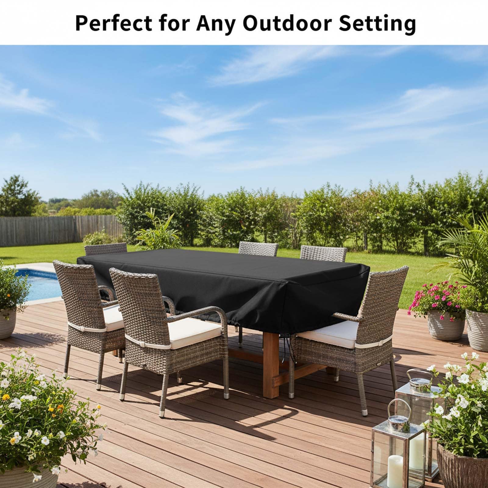 Generico Copertura Impermeabile per Mobili da Giardino Rettangolare, 420D Oxford Heavy Duty, Telone per Divano Modulare Tavolo Sedia Esterni (Blue 200x160x70cm)