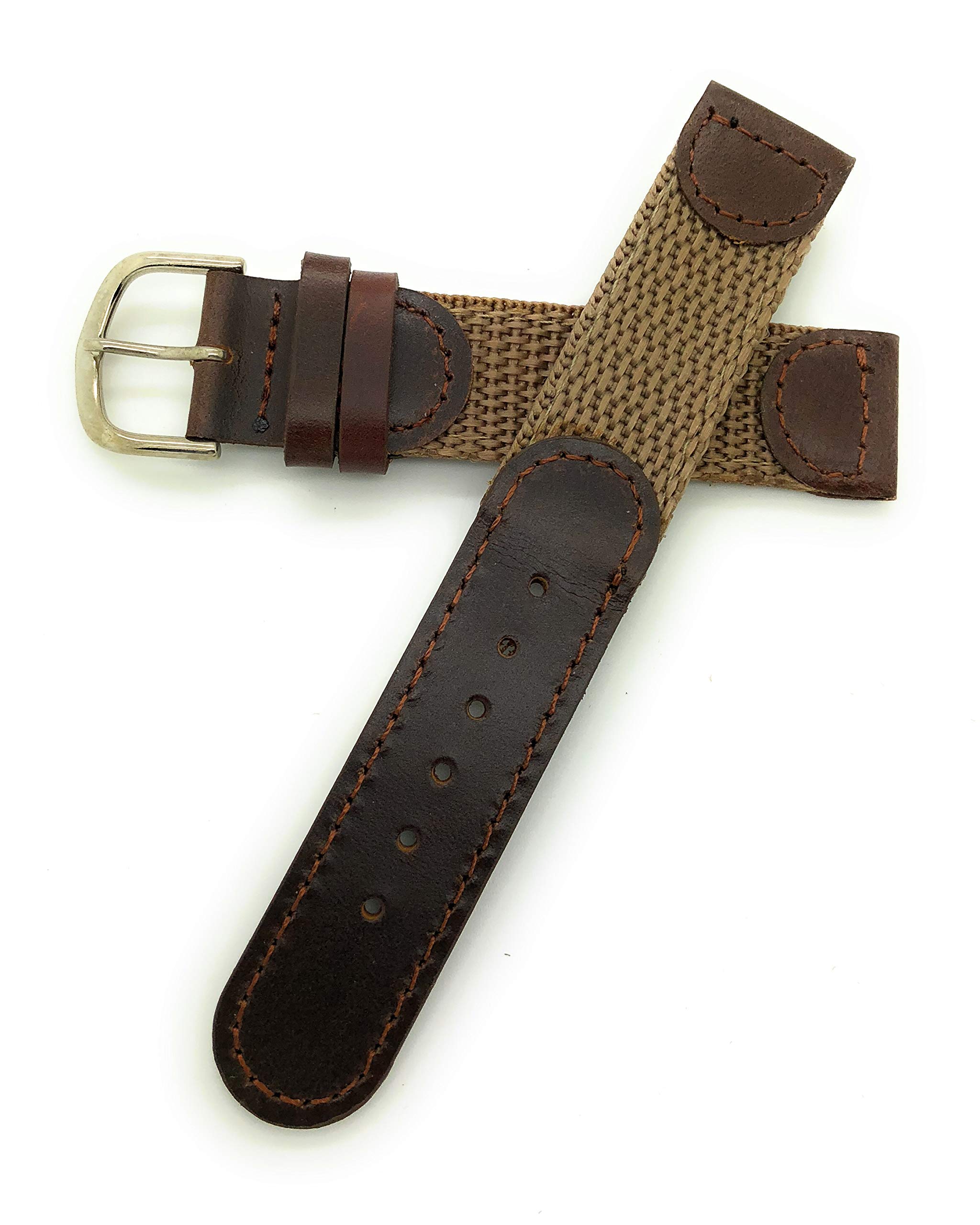 Correa de reloj de cuero de nylon de lona de 0.787 in (marrón) 4