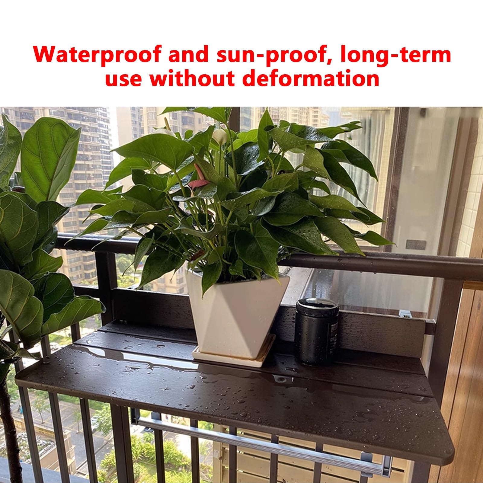 Generico Tavolo da Esterno Regolabile per ringhiera del Balcone - Tavolo da Bar Pieghevole per terrazza, Struttura in Alluminio, Design Compatto, Portata Massima 40 kg, Perfetto per Balcone e Patio (
