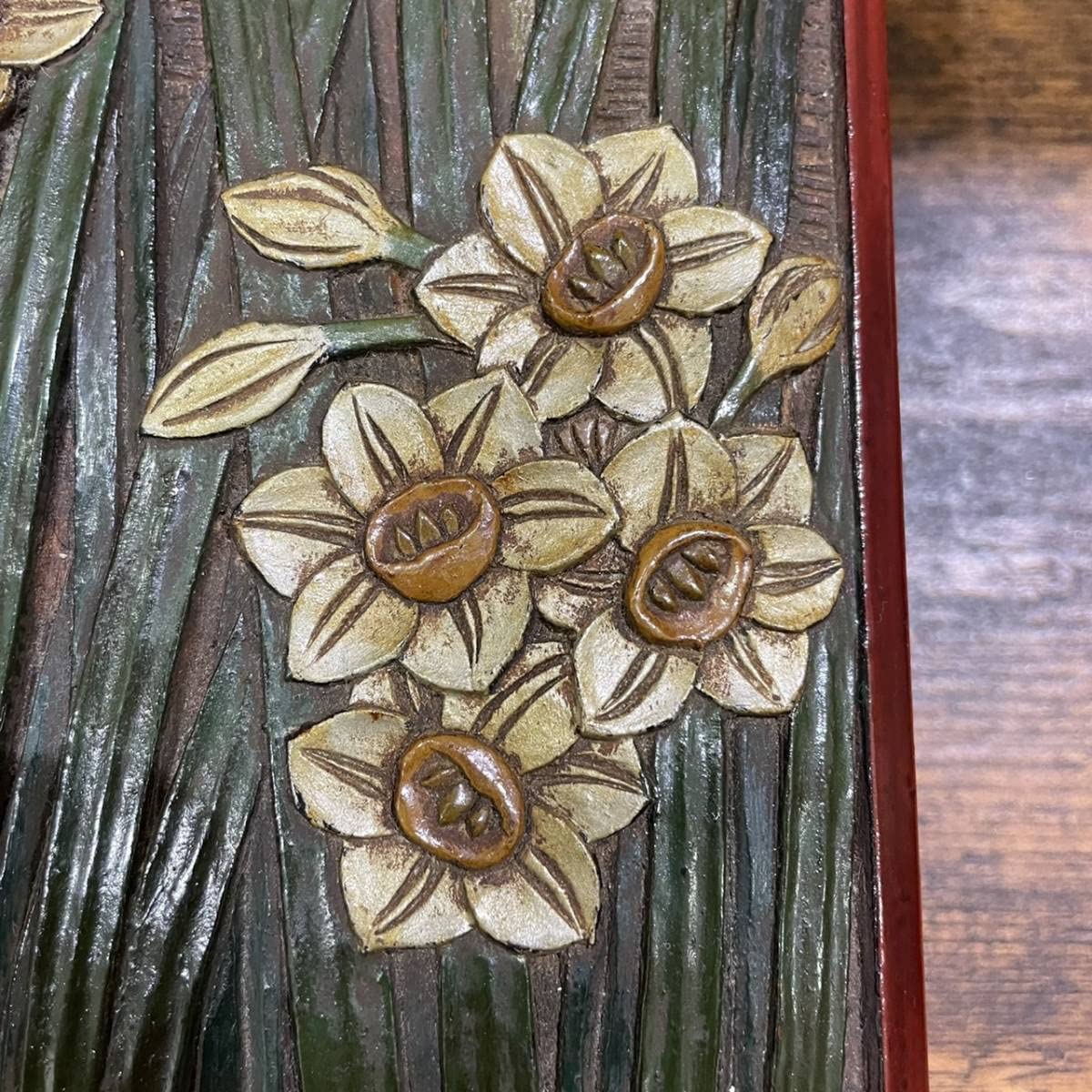 【新品・未使用】讃岐彫　胴張盆　仙ラン　とても大きいです！掻き印「仙」入り 脇取盆 17.0 乾漆 うるみ/黒 木製 トレー 11-11204/11206 (製造