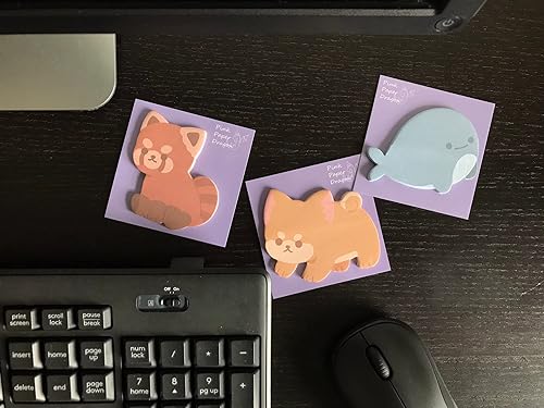 Miniatura 6 de Kawaii Sticky Notes - Paquete de 6 blocs de notas autoadhesivas con forma de animal lindo para el hogar, la oficina y los regalos