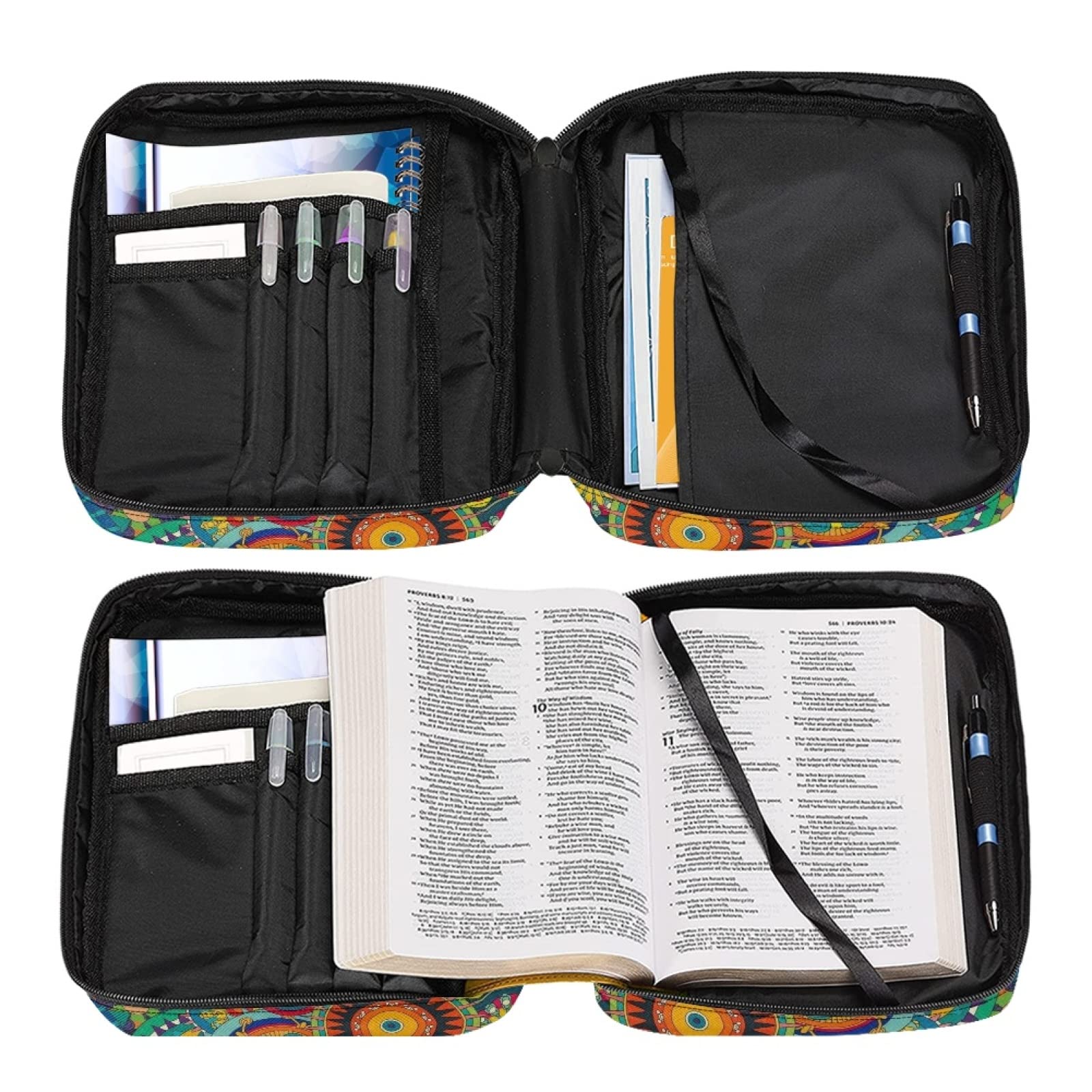 Dajingkj Custodia Bibbia con cerniera grande borsa libro Chiesa manici
