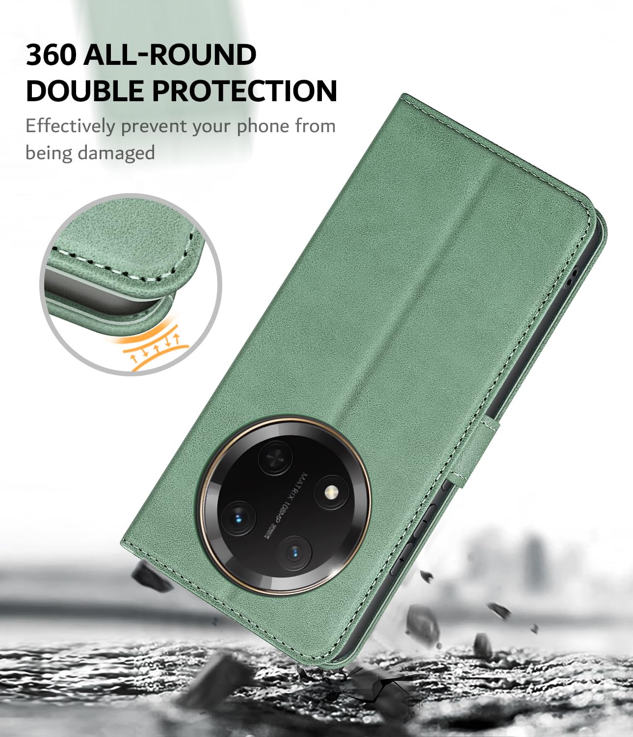 Handyhülle Für Honor Magic 7 Lite - PU Leder Klapphülle Mit Kartenfächern, Kickstand & Magnetverschluss, Grün