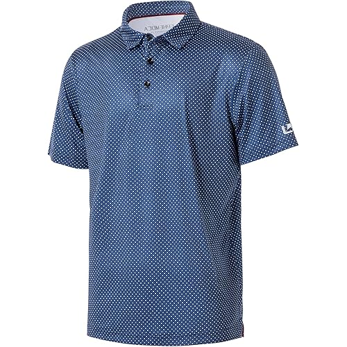 Golf Shirts for Men Dry Fit Performance Short Sleeve Print Moisture Wicking Polo Shirt