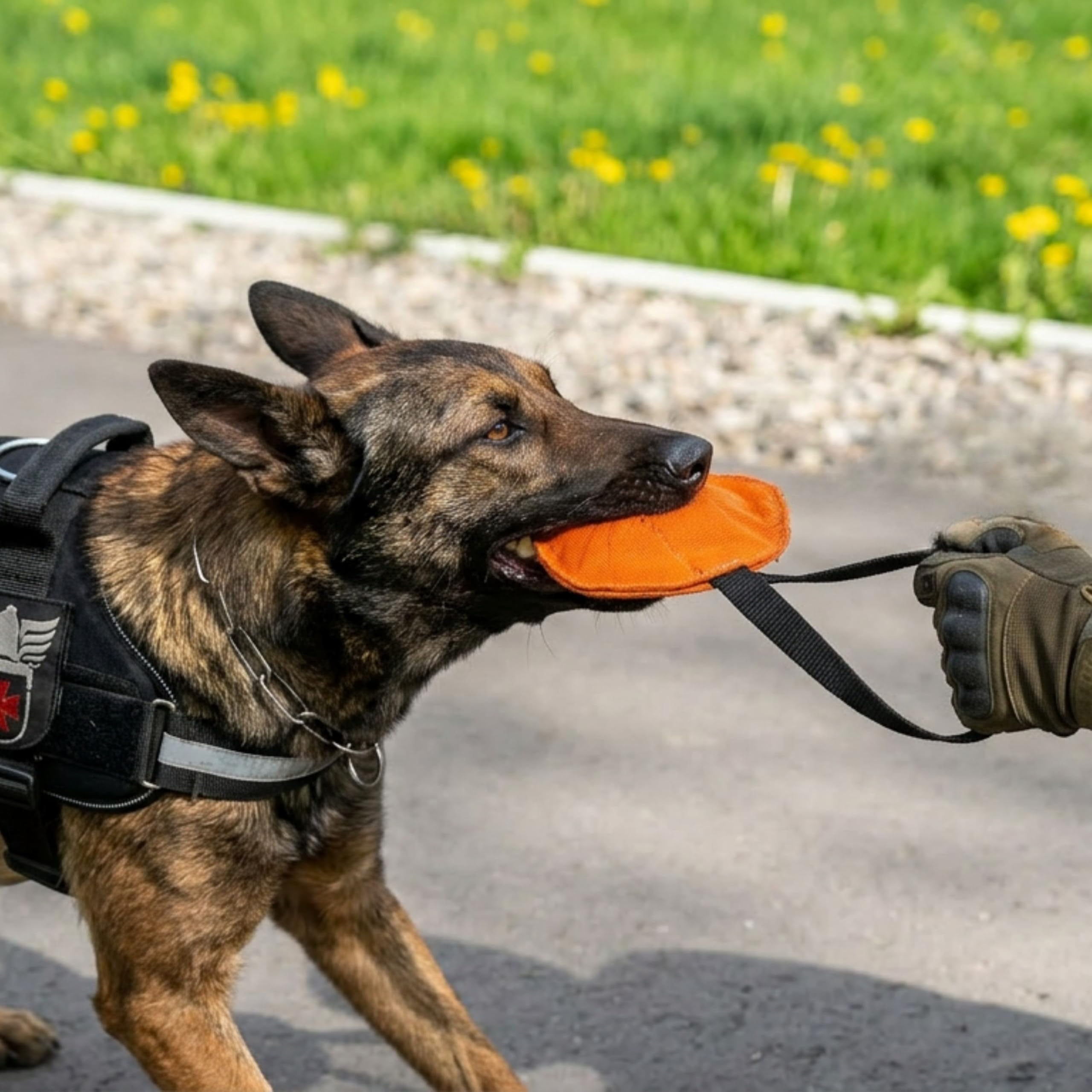 Dingo Gear Beißwurst 'Berta' mit 1 Griff, Orange, 14cm, 3cm Dicke | Nylcott-Material, IGP IPO Obedience, Schutzhund Hundesport, S00092