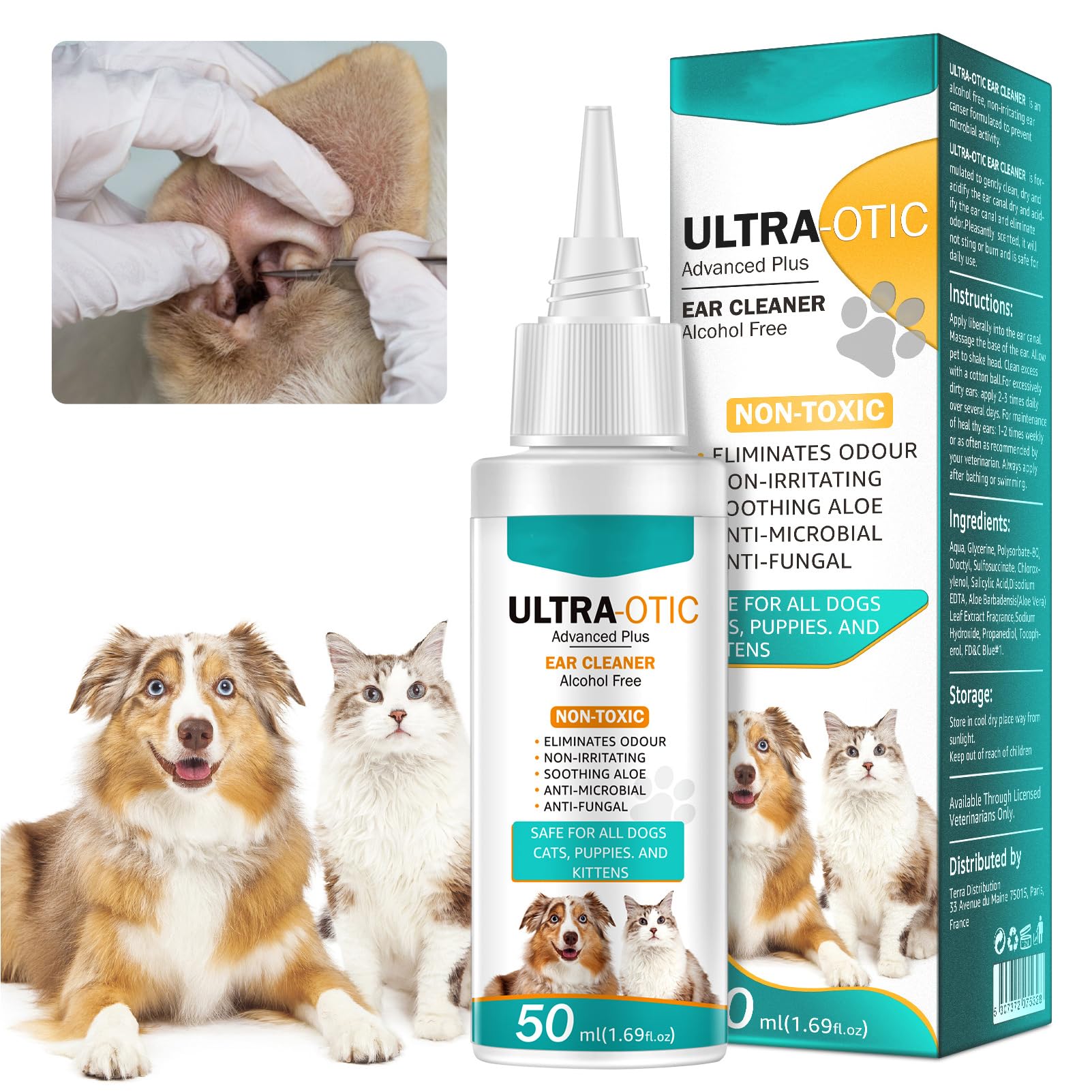 INSKIN Dog Ear Cleaner, Dog Ear Drops, Ear Yeast Infection, Dog and Cat Ear Drops Soothes Itchy Ears, Green