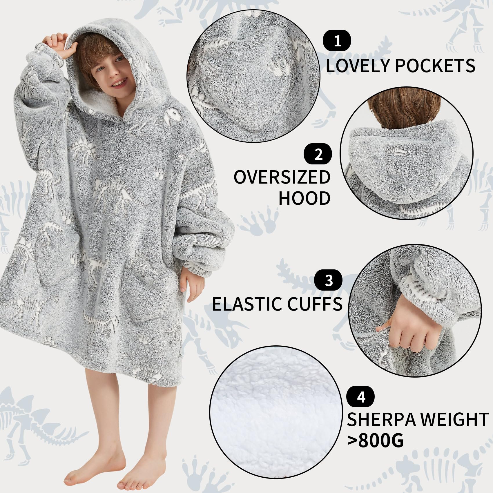 Mewkou Hoodie-Decke für Erwachsene, tragbar, übergroße Sherpa-Fleece-Decke, Hoodie für Damen und Herren
