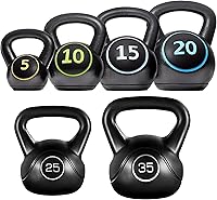 Yaheetech 6-Piece HDPE Coated Kettlebell Set 5-35lbs for Home Gym Workouts - Floor-Protecting Strength Training