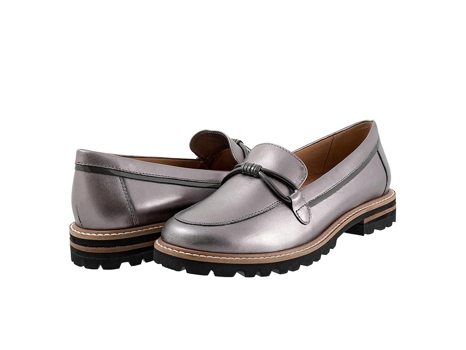 Trotters Fiora (Pewter) Women's Flat Shoes INTERNATIONAL SHIPPING