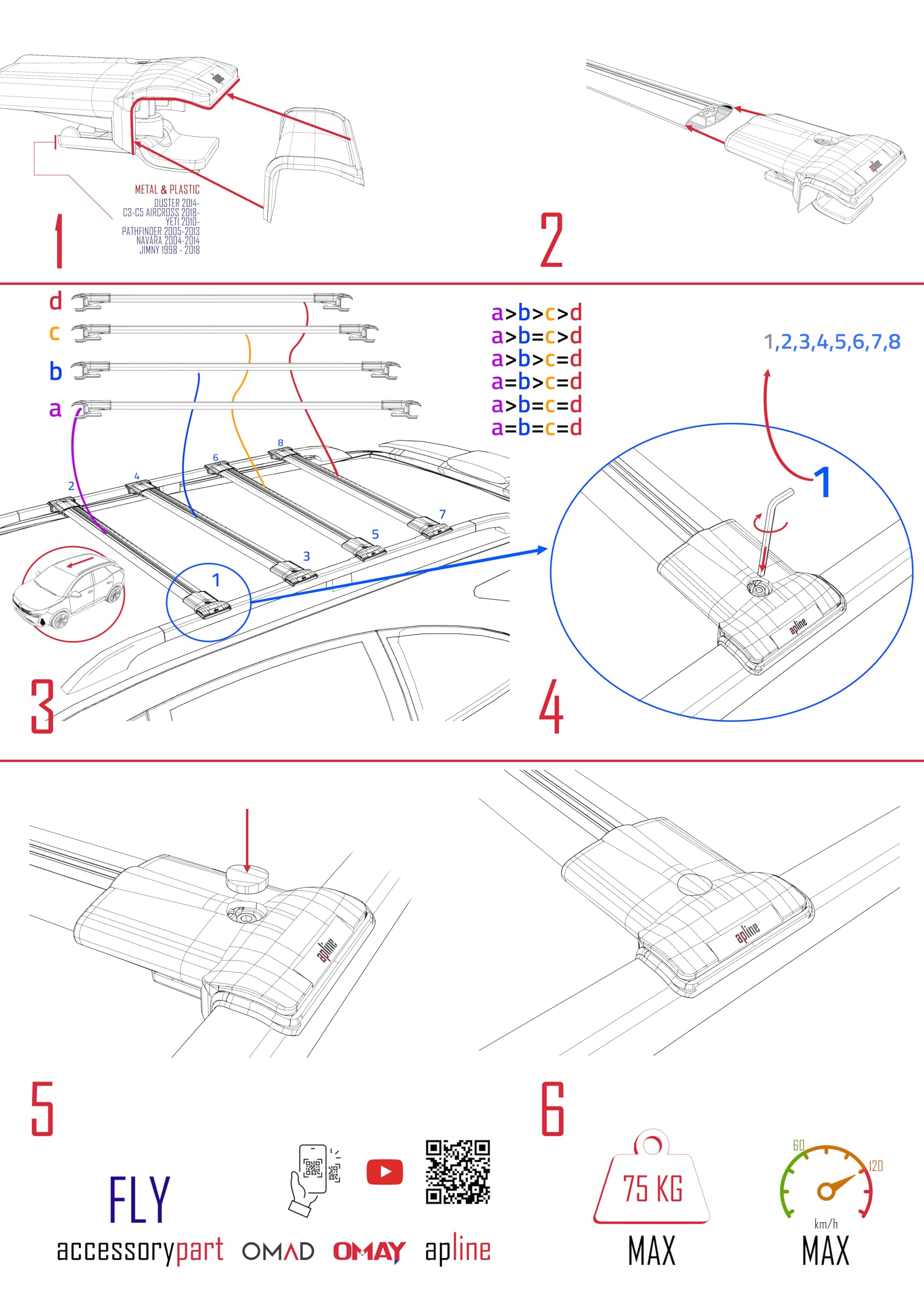 Kompatibel mit Mercedes Vito (W447) 2014-2024 Relingträger Fly Modell Dachträger 4 Bars Gepackträger GRAU