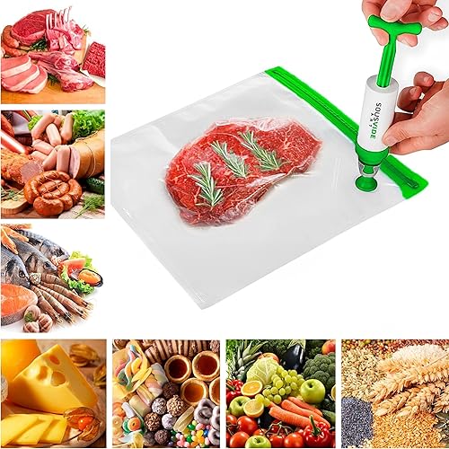 Miniatura 7 de SOUSVIDE ART - 37 bolsas de sellado al vacío reutilizables con sellador al vacío, 30 bolsas de cocina y almacenamiento de alimentos de 3 tamaños con