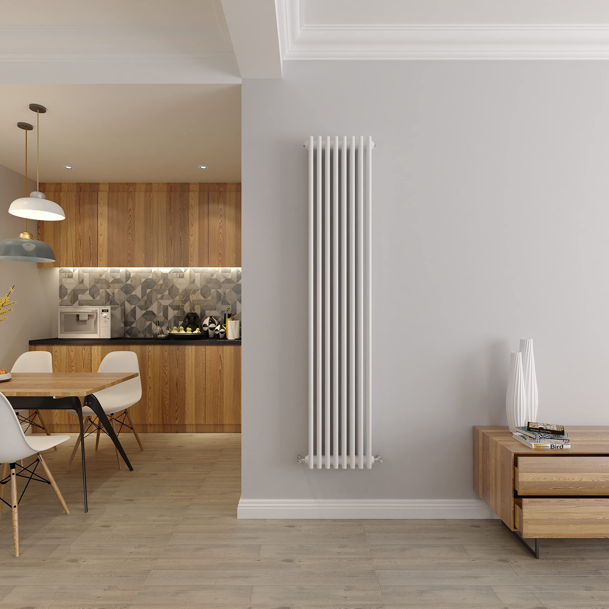 White radiators Vertical 3 Column Rads Cast Iron Style Central Heating radiators for Bathroom,Living Room and Kitchen 1800x380mm — image 1