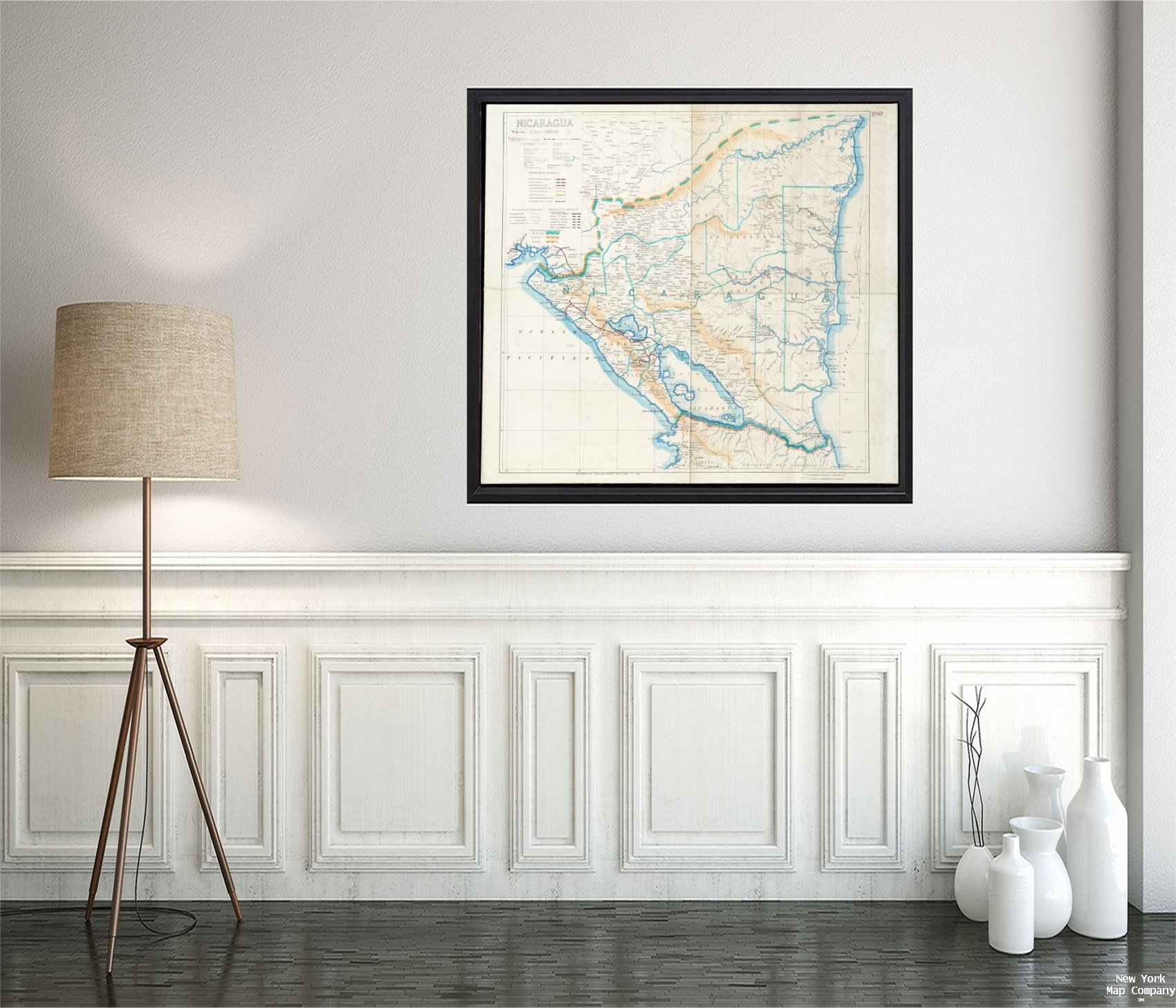 1920 Map of Nicaragua | Vintage Fine Art Reproduction | Ready to Frame | Nicaragua map | Size: 22x24 inches