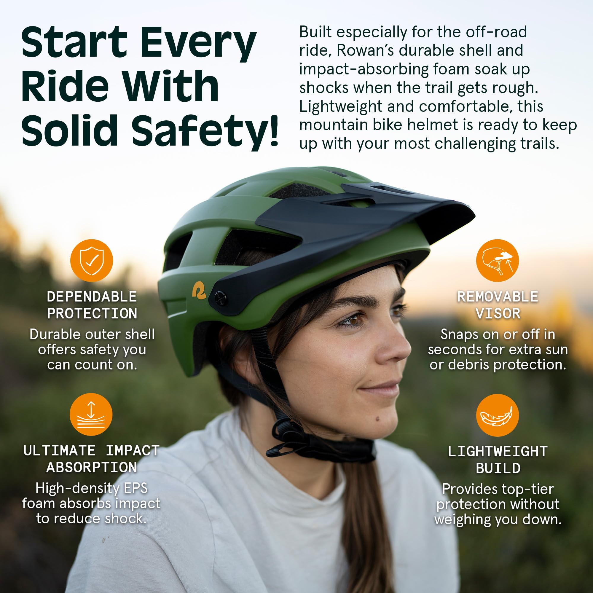 Retrospec Rowan Mountain Bike Helmet with Adjustable ErgoKnob Fit System - 14 Ventilation Ports, Removable Visor & EPS Foam Interior