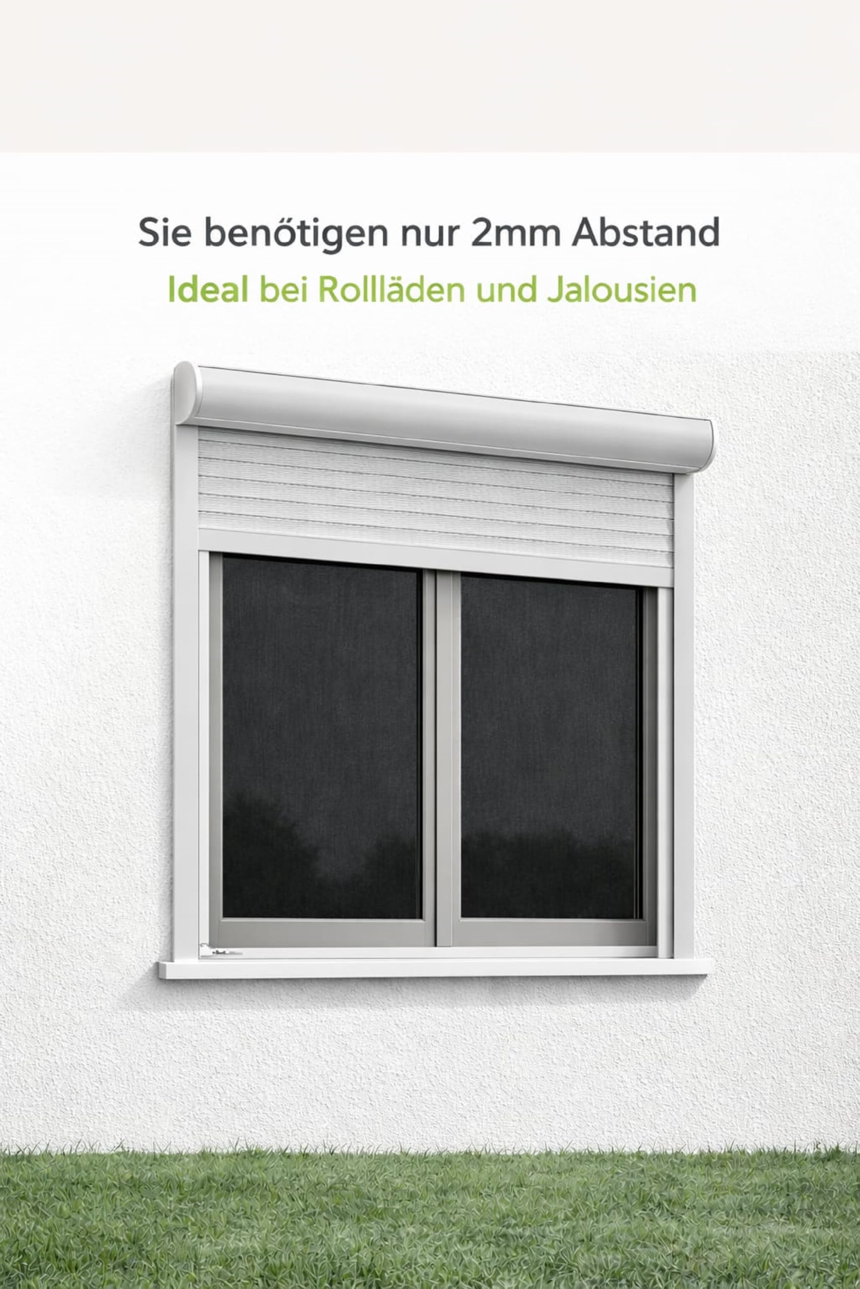 Fliegengitter- Fenster- Mücken- Insektenschutz- Alu- Weiss optimal für Rolläden (130cm x 150cm, + 16mm Einhängewinkel)