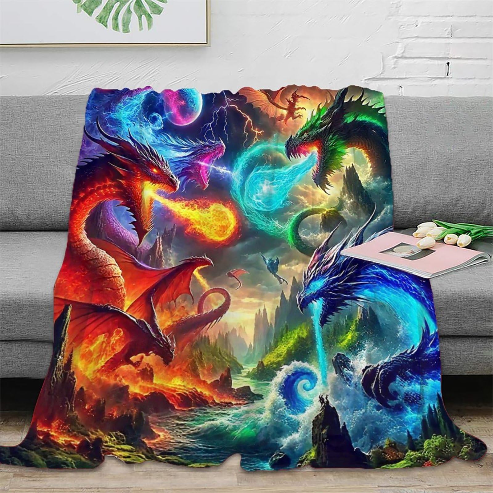 Couverture ptérosaure en microfibre 150x200cm plaid lit imprimé 3D