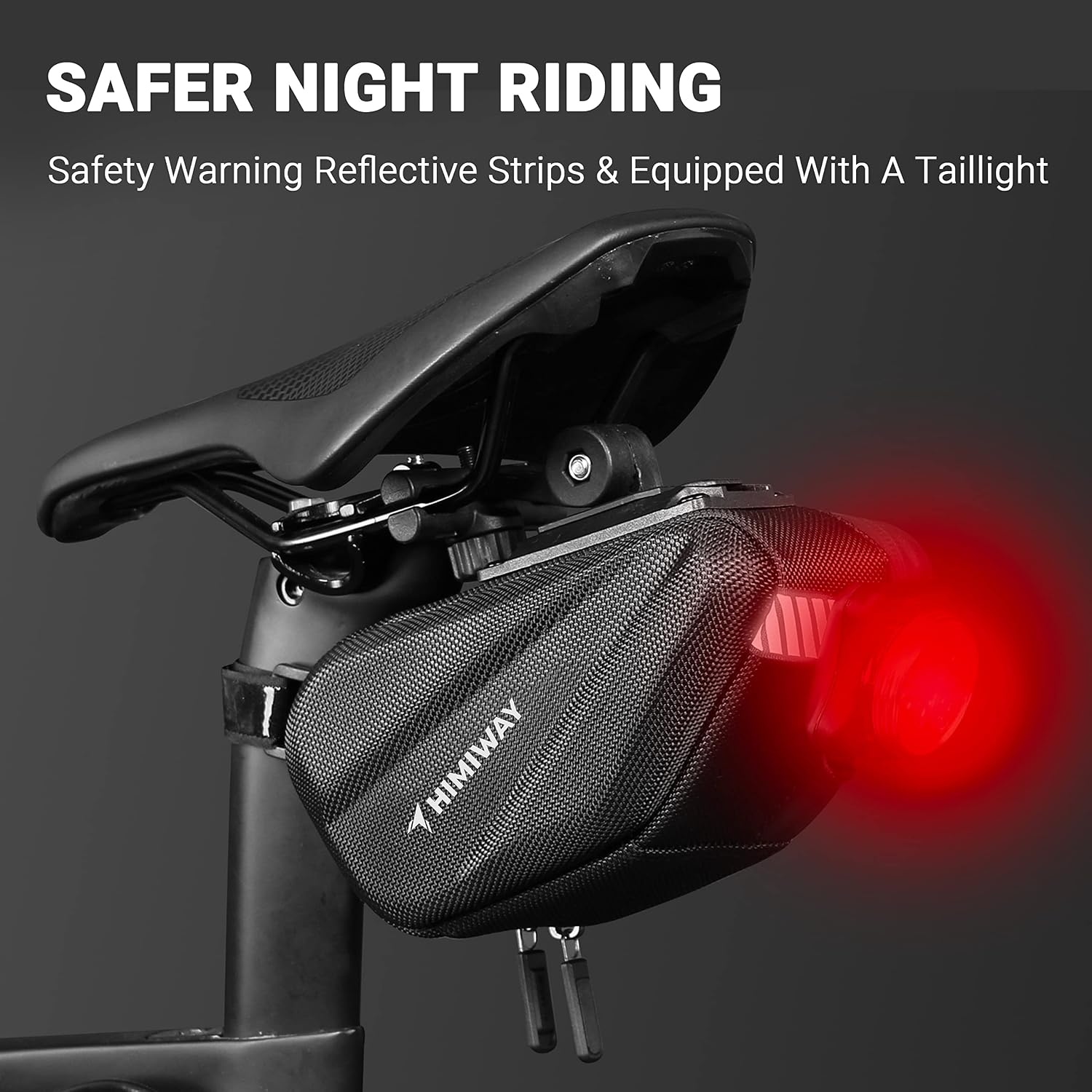 Himiway Bike Saddle Bag - EVA Hard Shell Seat Bag with IP65 Waterproof, Rear Rack Quick Release Design, Reflective Strips, Fits Most Bike Seats