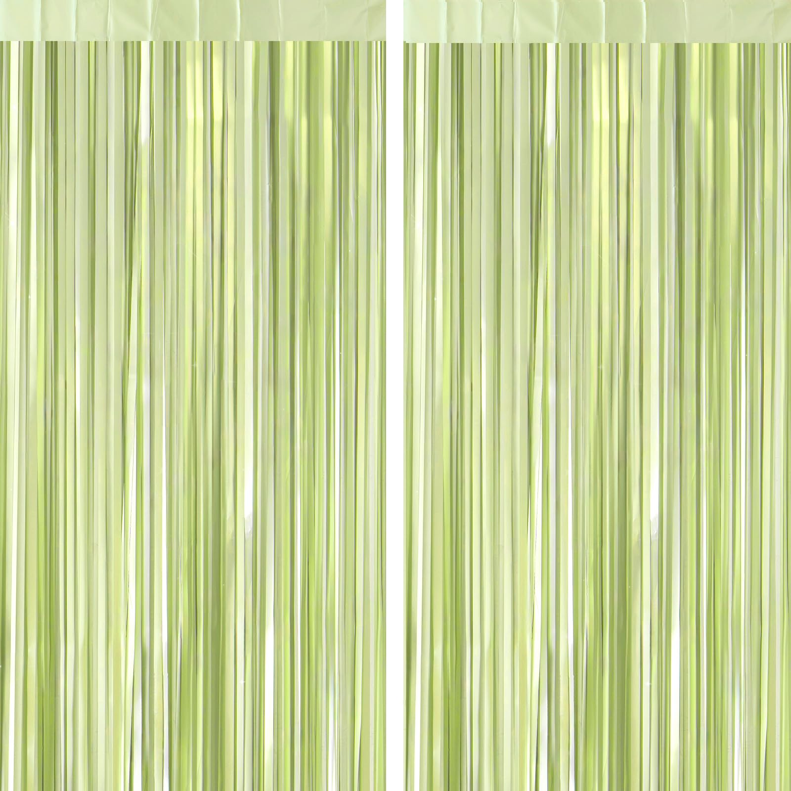 G2PLUS 2pcs Metallic Sage Green Foil Curtains, 1m×2m Holographic Foil Tinsel Backdrop for Birthday Wedding Party Door Decoration