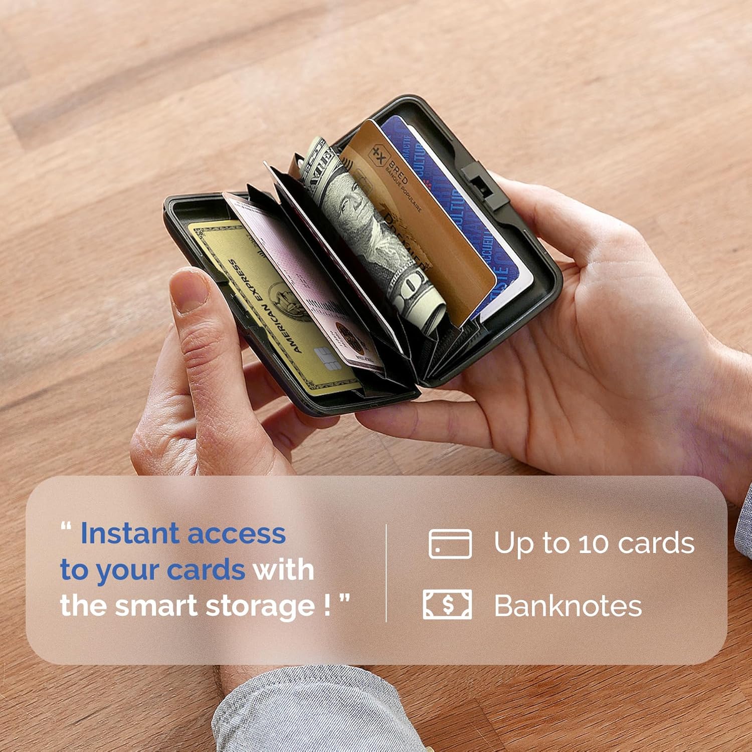 ÖGON -DESIGNS- Aluminum card holder, RFID Protection against fraud and demagnetization, Compact wallet, Smart Case STOCKHOLM V1 model (Aluminum Navy Blue) - Image 4