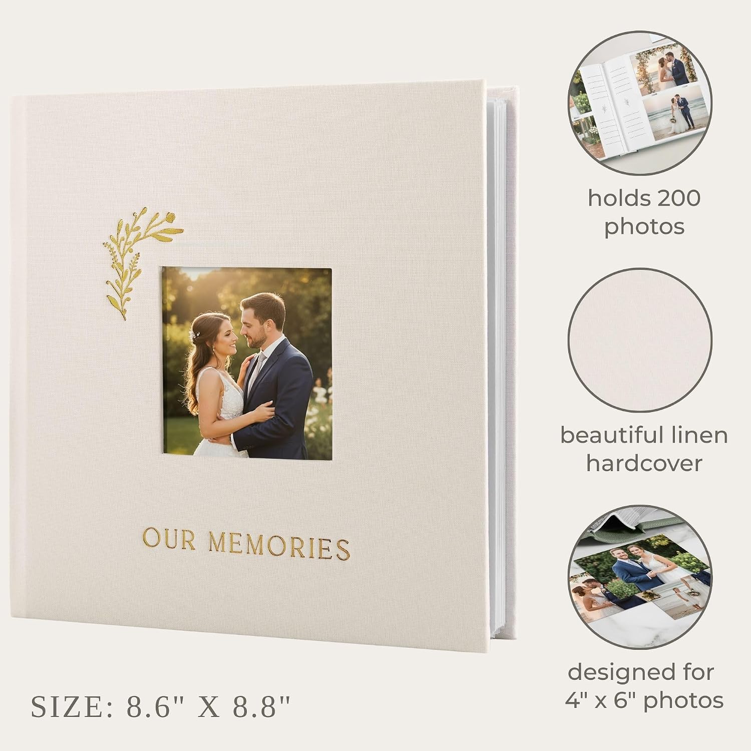 Beautiful Linen Wedding Photo Album For 4x6 Pictures - Holds 200 Photos