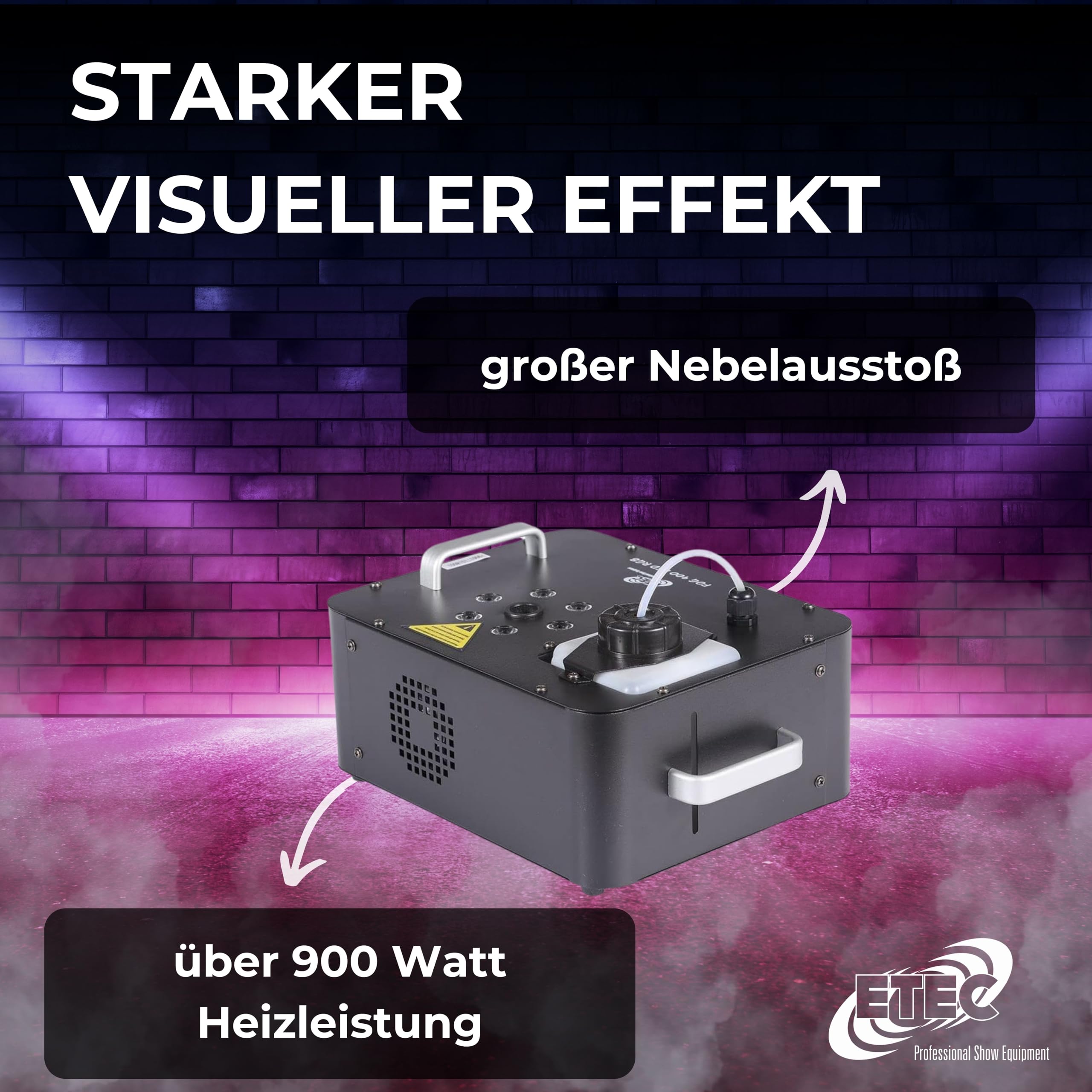 ETEC Professional FOG 900 LED RGB 3in1 DMX Vertikal-Nebelmaschine - CO2 Effekt, Geyser Nebler, Party, DJ, Halloween, Veranstaltung, Event, Bühnenbeleuchtung