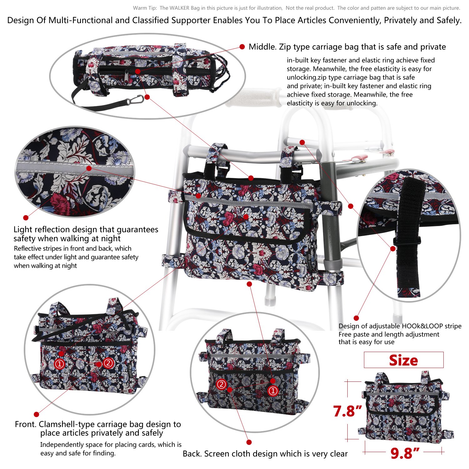 GUOER Walker Bag - Rollator Bag for Walking Aids -6 GUOER Walker Bag - Rollator Bag for Walking Aids -6