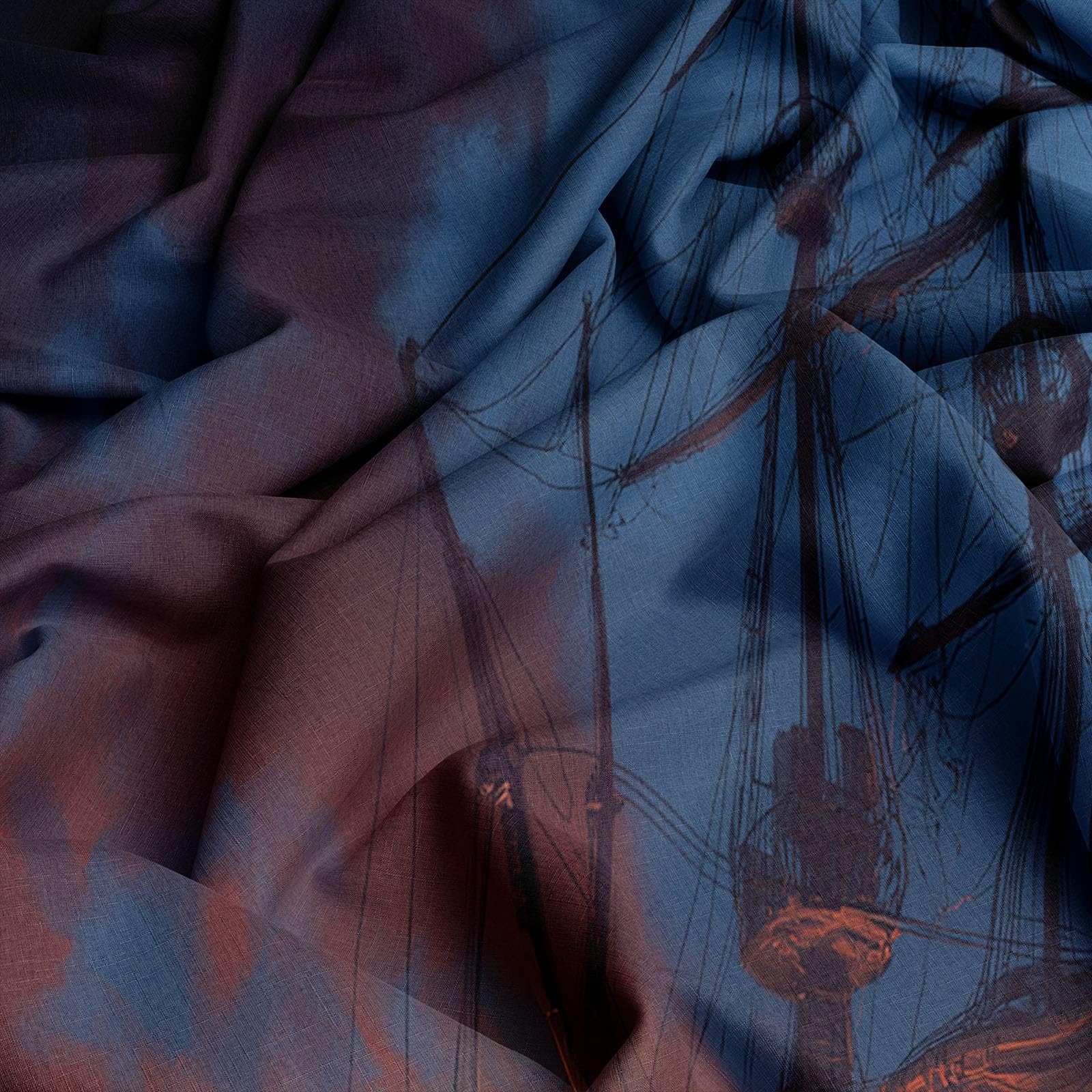 Poszwa na kołdrę z nadrukiem Piraci Żaglówka w ogniu Księżyc Ciemnoniebieski Miękka i oddychająca mikrofibra 240 cm x 260 cm Antyalergiczny Można prać w pralce Wytrzymały Łatwy w pielęgnacji