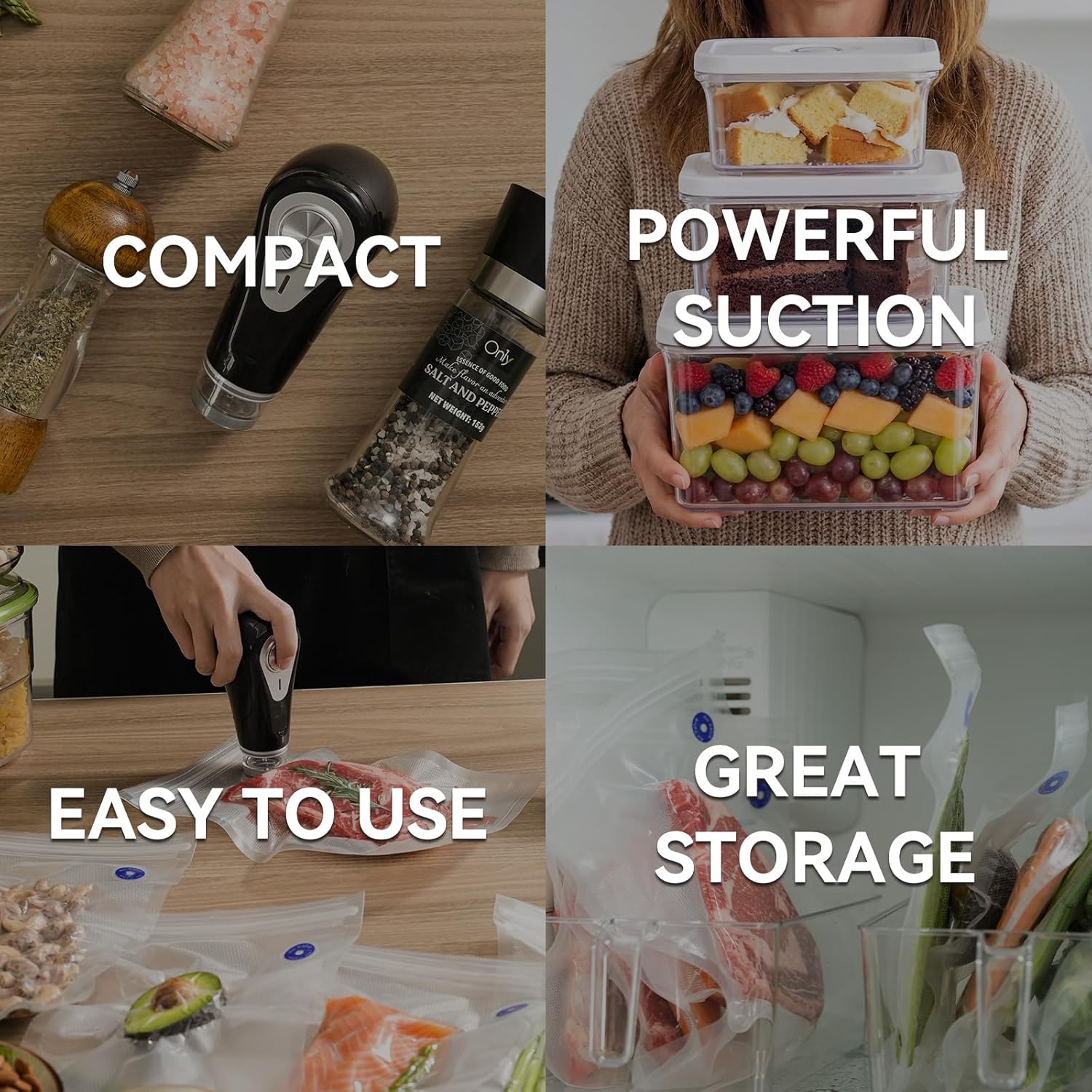 Vesta Precision Handheld Vacuum Sealer, Powerful Compact Vacuum Sealer for Food Save, Portable & Rechargeable Design Food Sealer for Seal Meal Saver, Works with valved Bags, Zipper Bags and Containers