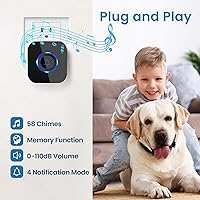 Vista 3 de Timbre de puerta para perro para entrenamiento de orinal, timbre inalámbrico para puerta de perro que funciona a 1000 pies con botón táctil