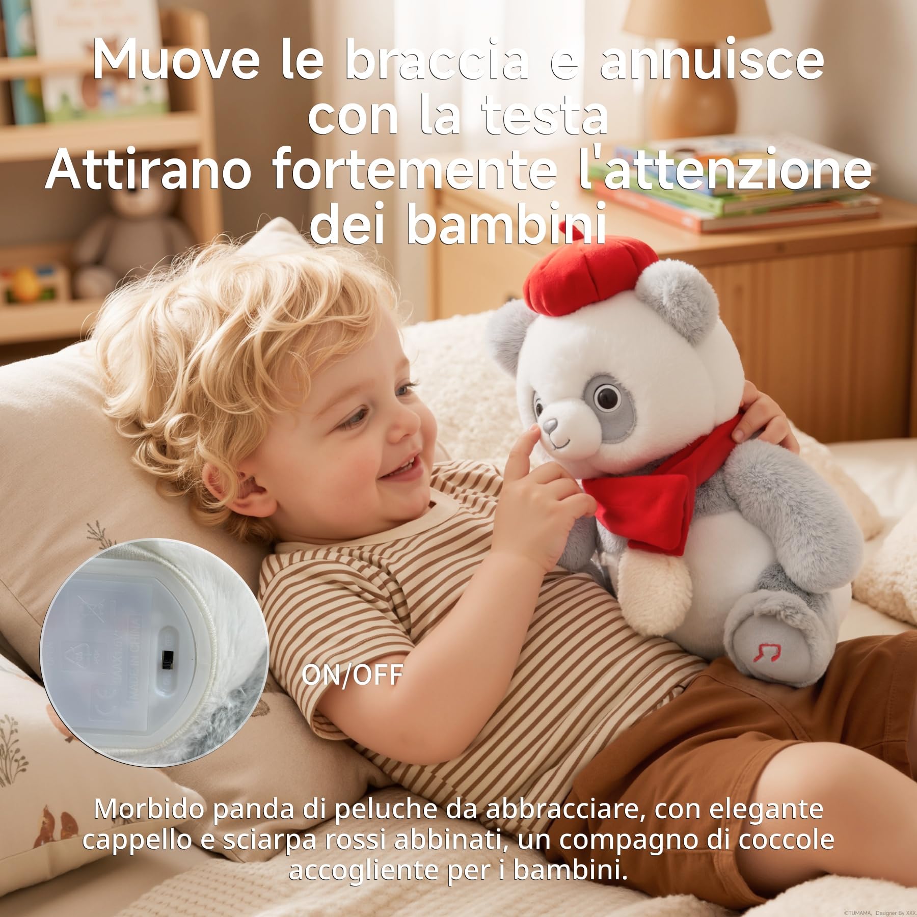 Panda Peluche Interattivo Giocattolo Elettronico Musica Suoni