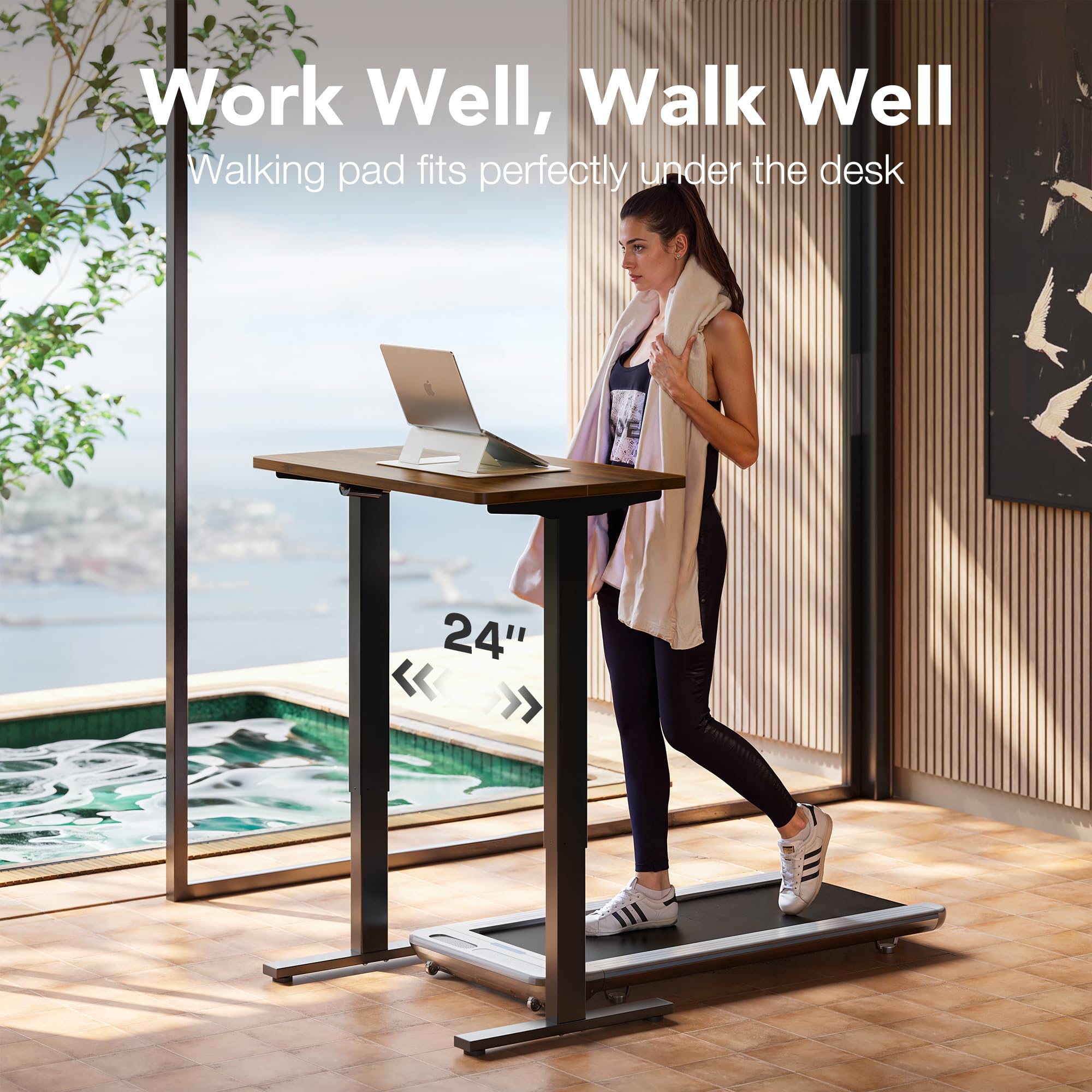 HUANUO 32 Small Electric Standing Desk Adjustable Height 4 Memory Height Settings Sit Stand Up Desk for Home — view 9