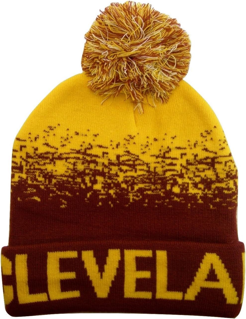 Cleveland Men's Digital Fade Soft Fabric Winter Knit Hats (Gold/Wine)