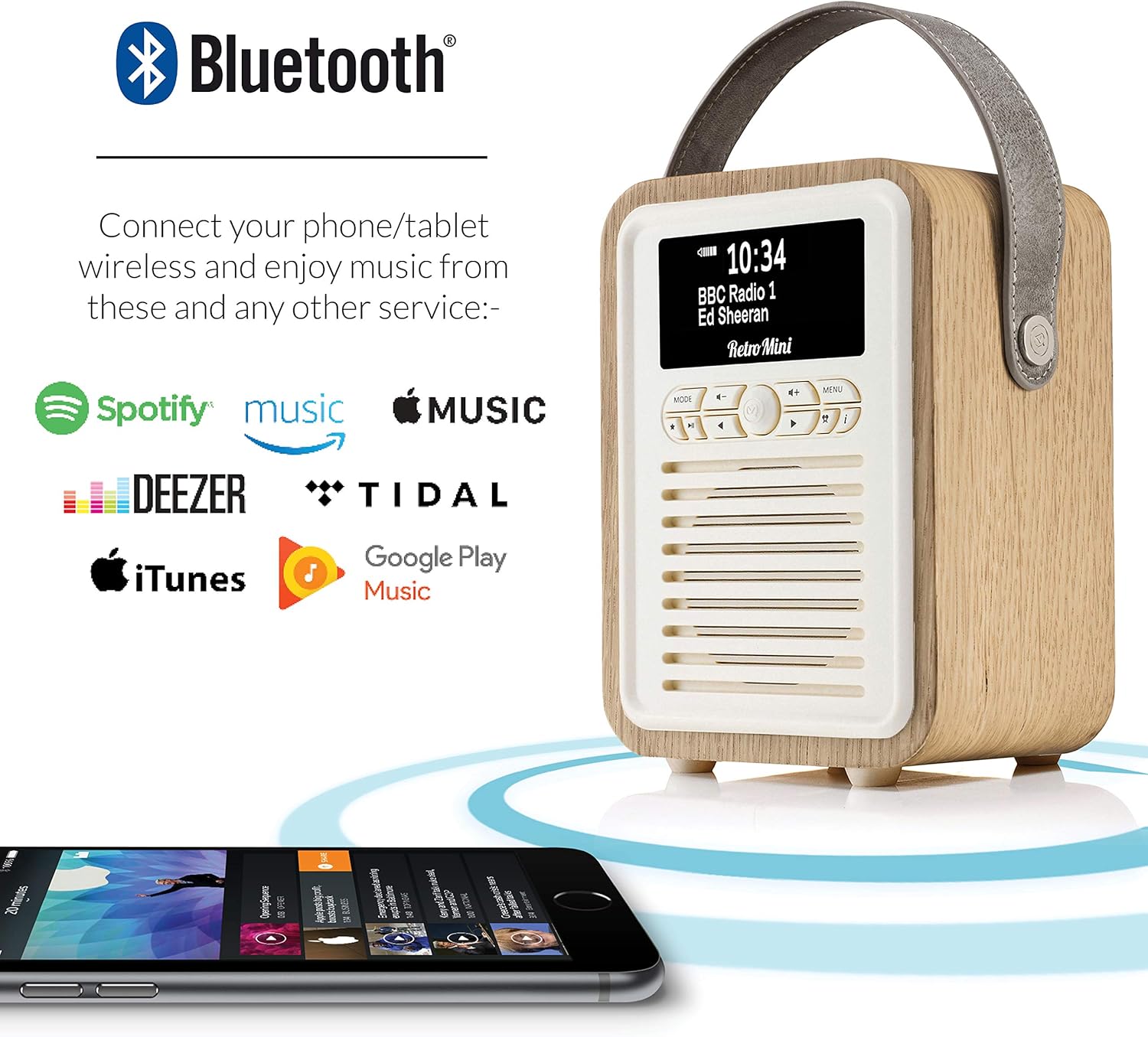 VQ Retro Mini DAB & DAB+ Digital Radio with FM, Bluetooth & Alarm Clock ...