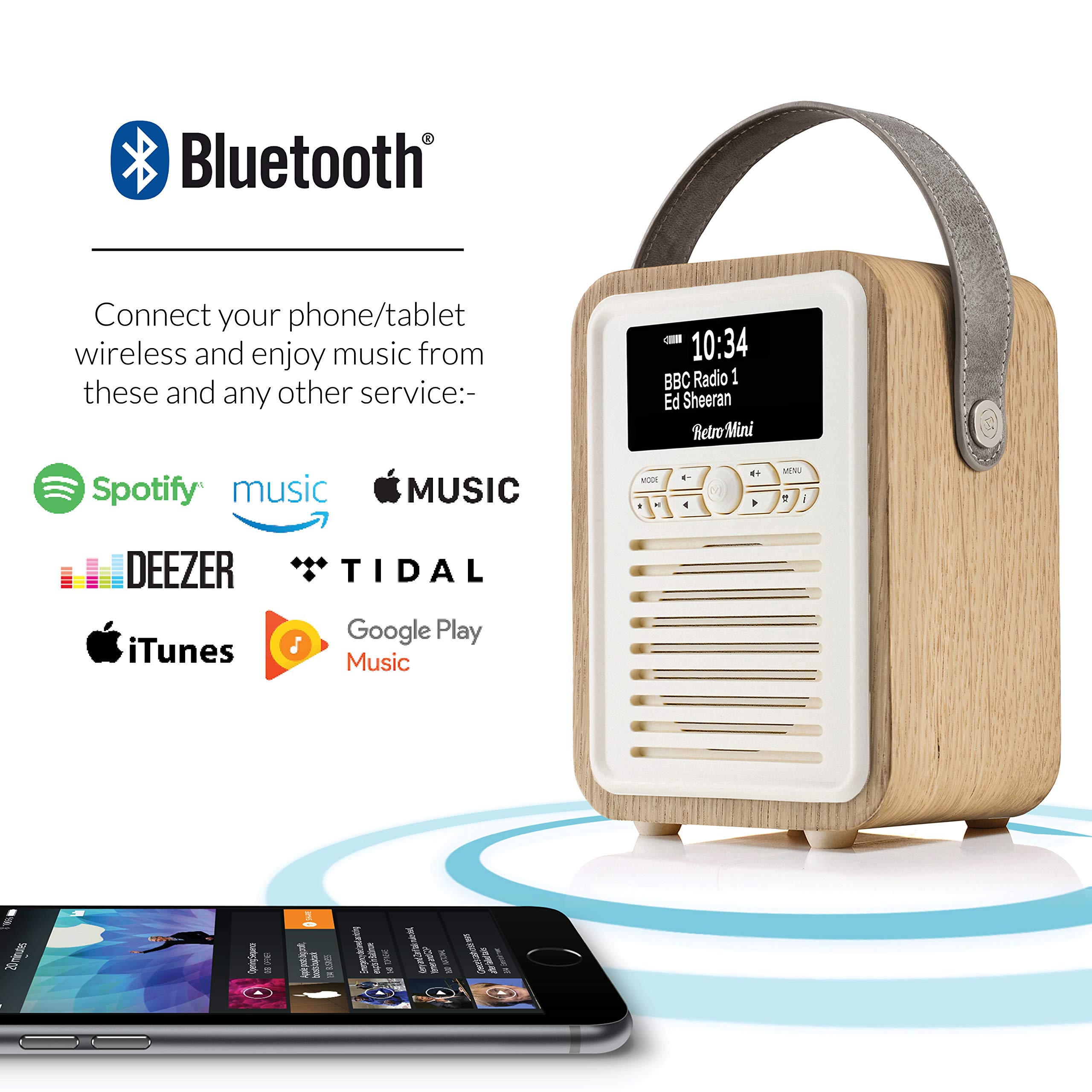 VQ Retro Mini DAB Radio with Bluetooth, Radio Alarm Clock with FM