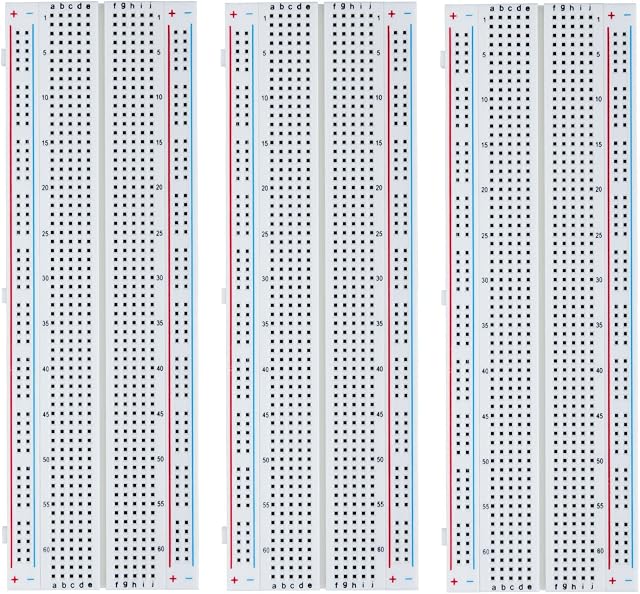 ELEGOO 3pcs MB830-102 Breadboard 830 Point Solderless Prototype PCB Board Kit for Proto Shield Distribution Connecting Blocks for UNOR3 MEGA NANO