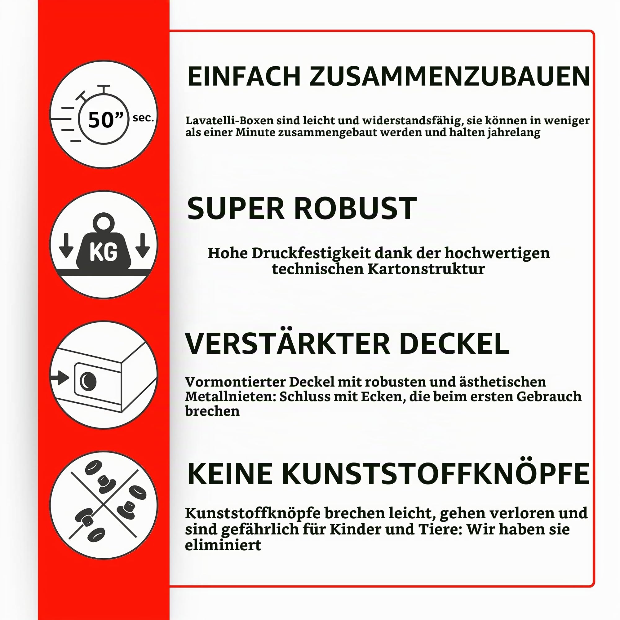 Lavatelli Set aus 6 Aufbewahrungsboxen mit Deckel – Große Kleiderboxen aus Karton 39x50x24 cm – Robust, leicht zu montieren, mit Tragegriffen – Perfekt für Kleiderschrank & Saisonwechsel Hortensien
