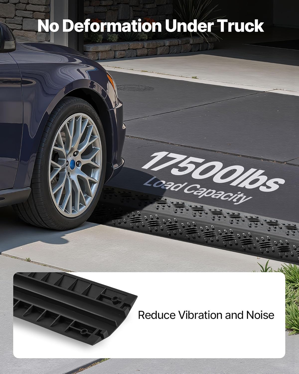 VEVOR 3 Pack Drop Over Cable Cover, 2 Channel Heavy Duty Cable Hose Protector Ramp, 38.3'' Floor Cord Cover, 17,500 lbs/Axle Load Capacity, for Traffic Areas, Indoor, Outdoor, Home, Office, Warehouse