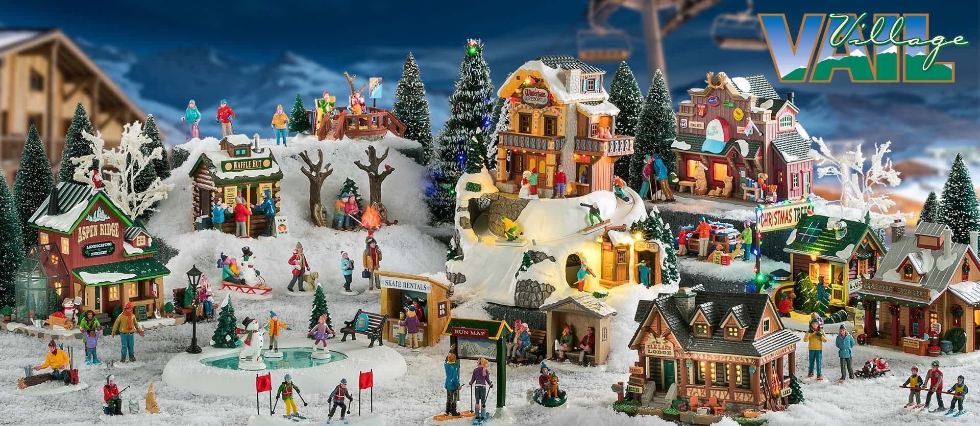 Maman Et Son Fils Qui Déneigent Lemax Vail Village