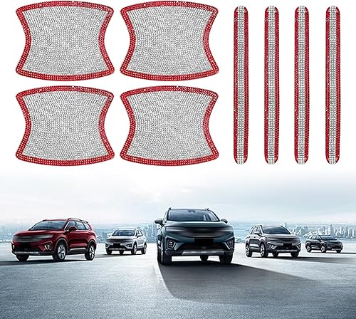 Miniatura 6 de cueclue 8 protectores brillantes para manija de puerta de automóvil, calcomanías de diamantes de imitación, calcomanías protectoras de manija de