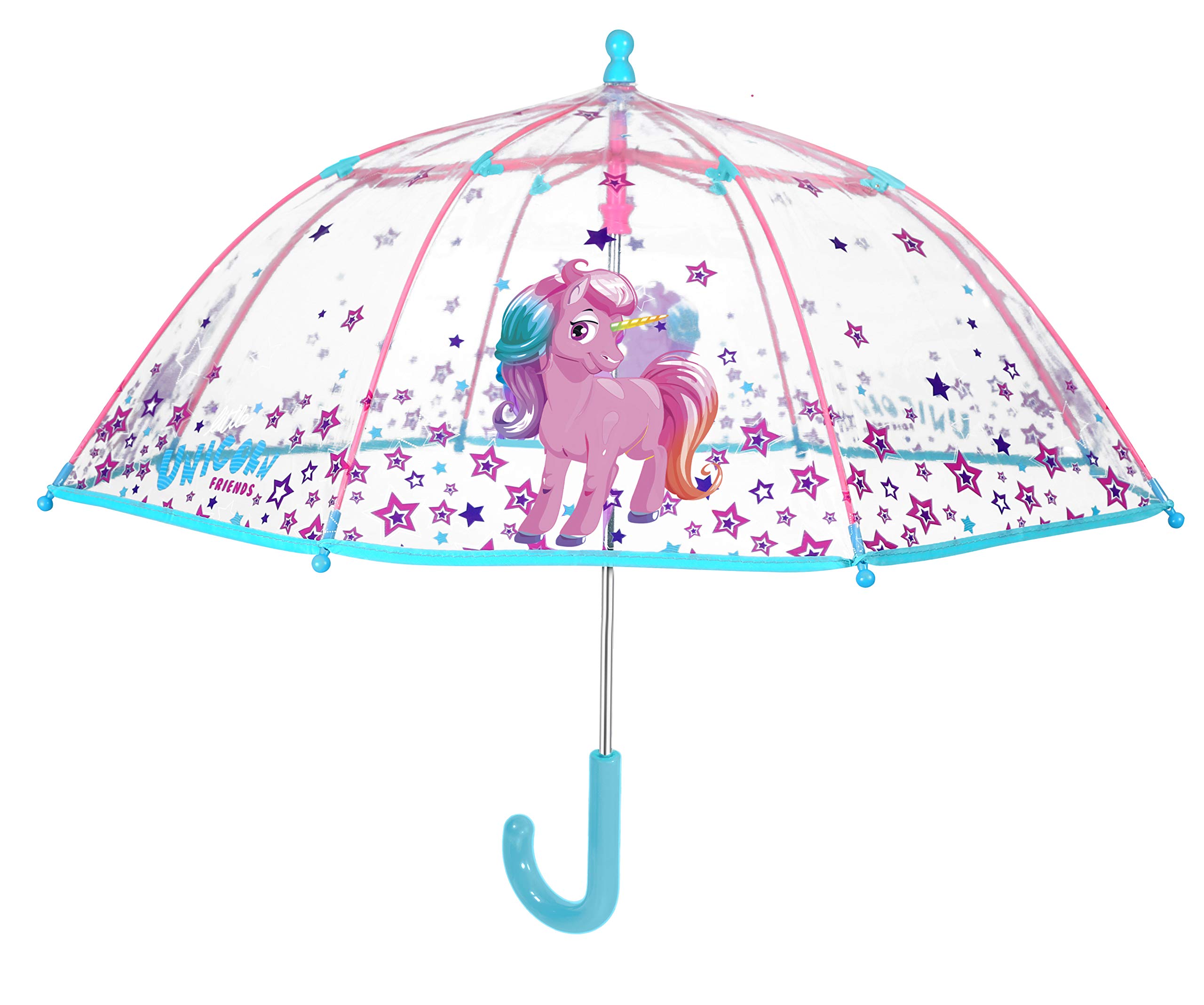 PERLETTI Paraguas Unisex 42cm Manual Transparente Unicornio De Perletti 'Cool Kids' Stick Umbrella 80 Centimeters Multicolour (Multicolor)
