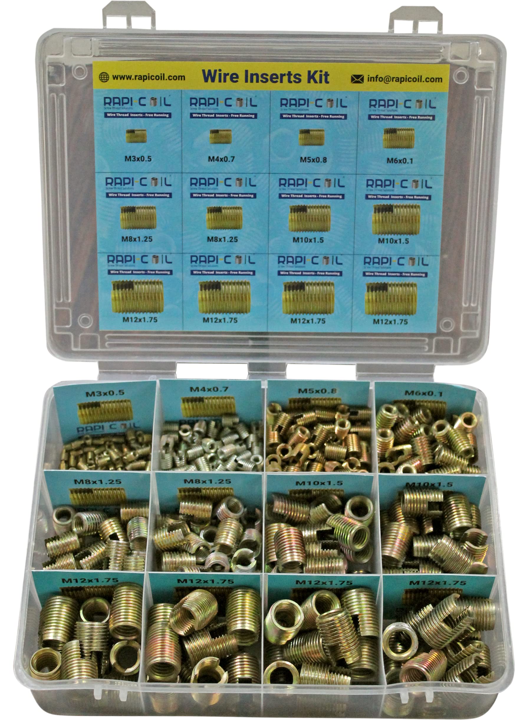 RAPI-COIL® 500Pcs Self Tapping - Slotted Inserts - M3 M4 M5 M6 M8 M10 M12, Solid Inserts Mild Steel (MS)