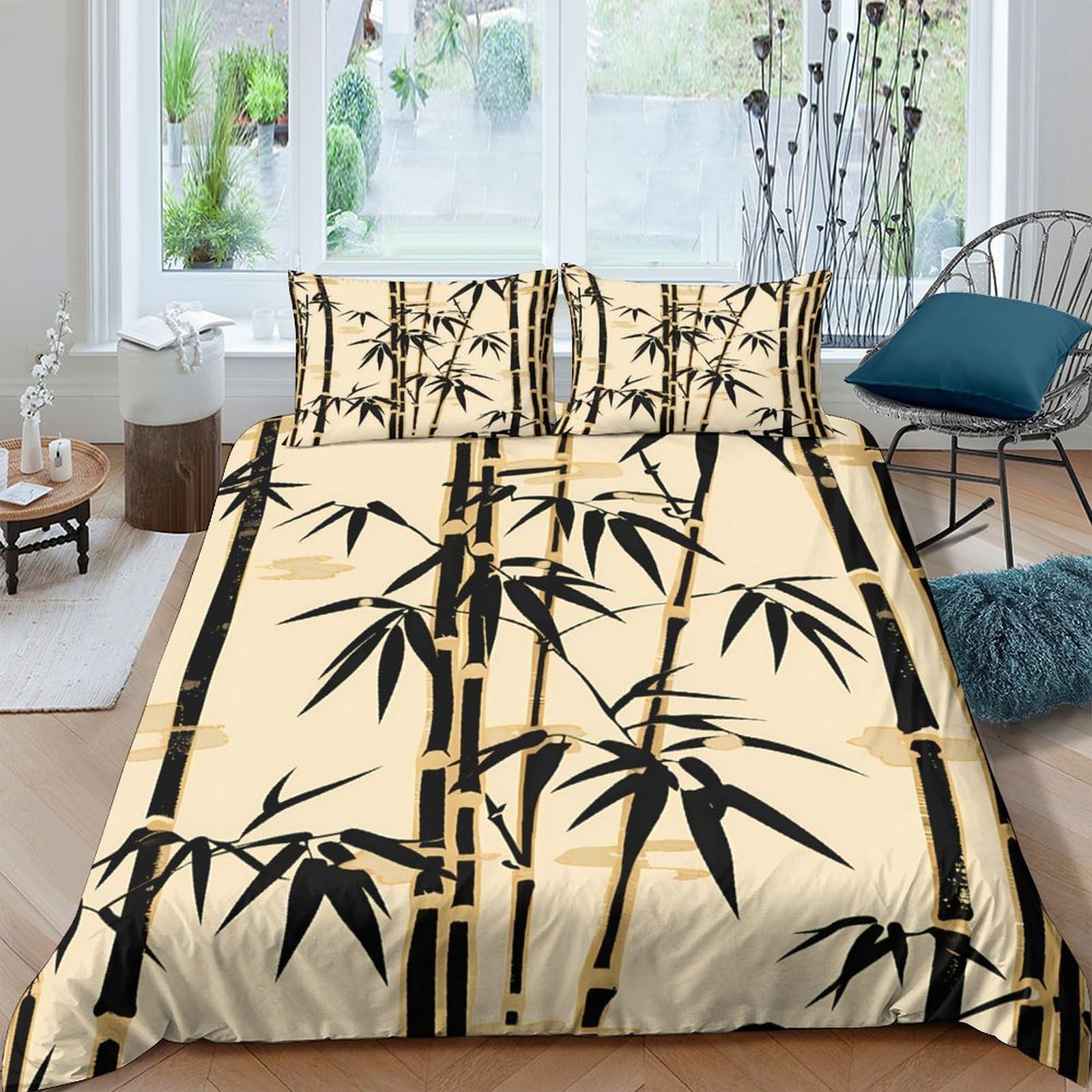 Ctjqhvkz Style-7 3D Printed Bamboo Forest Fitted Sheet Microfiber Soft Breathable Asian Zen Bed Cover For Bedroom Dorm Mattress Decor Single（135X200cm）