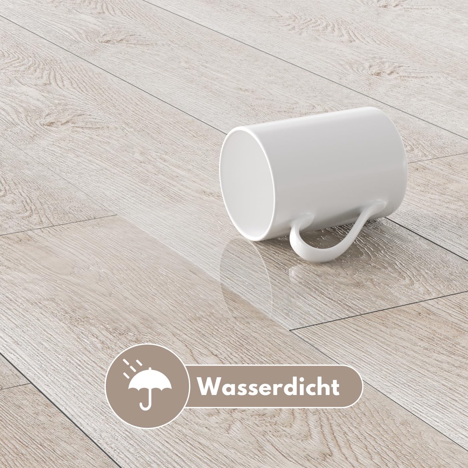 Eulenke Pavimento in PVC Autoadesivo Vinile, Effetto Legno, 10 m², 70 Piastrelle, Rovere Bianco