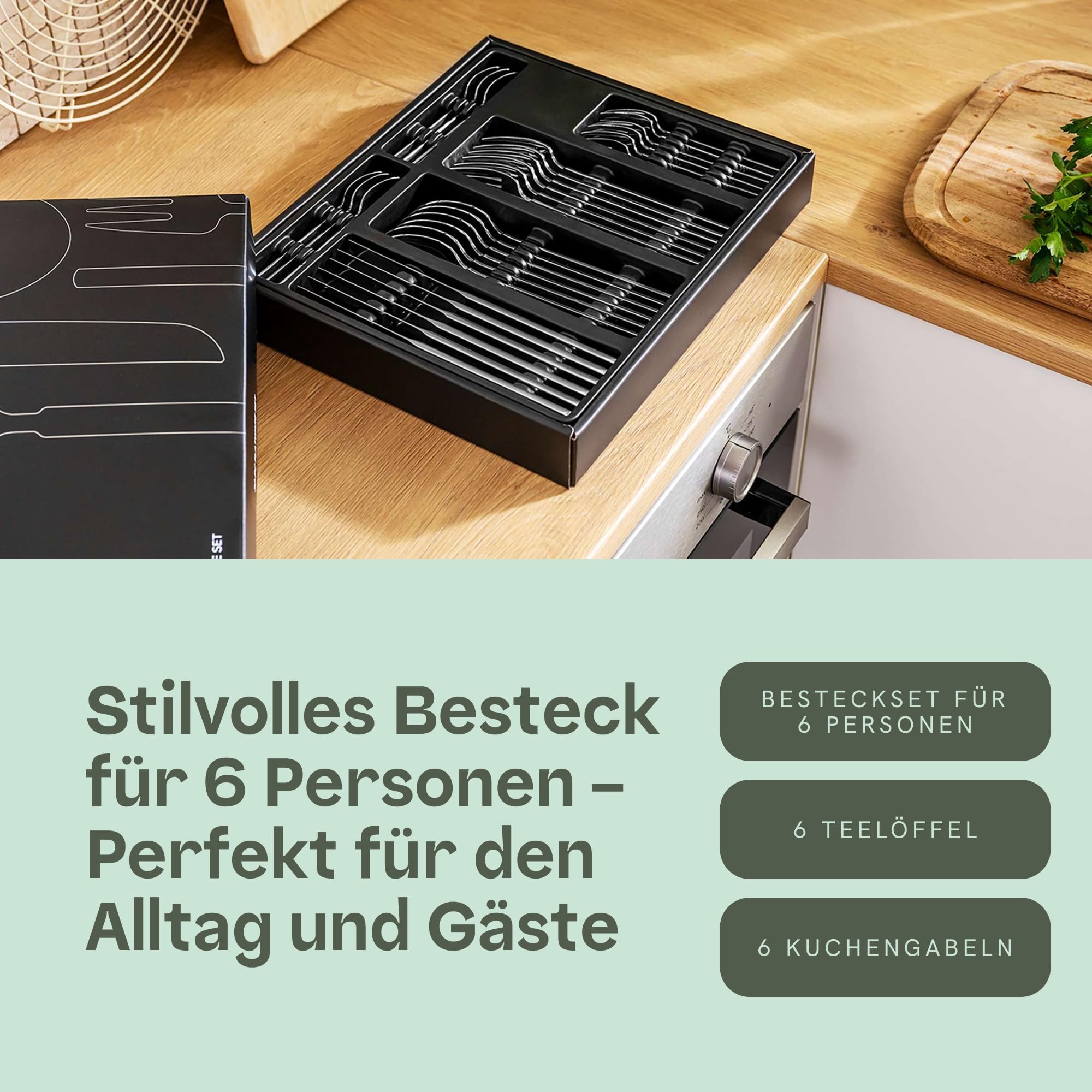 BergHOFF Home Besteck Set für 6 Personen - Besteckset 30tlg. aus Edelstahl – Geschirrset spülmaschinenfest – Essservice Set