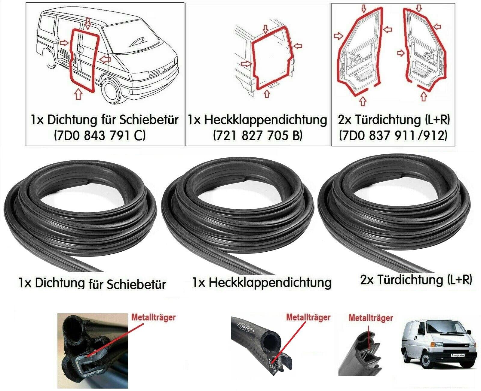 Guarnizione Del Telaio Della Guarnizione Del Portellone Posteriore 721827705B Compatibile Con VW Transporter T4 Guarnizione Del Portellone Posteriore, Protezione Dalle Intemperie - Foto 6